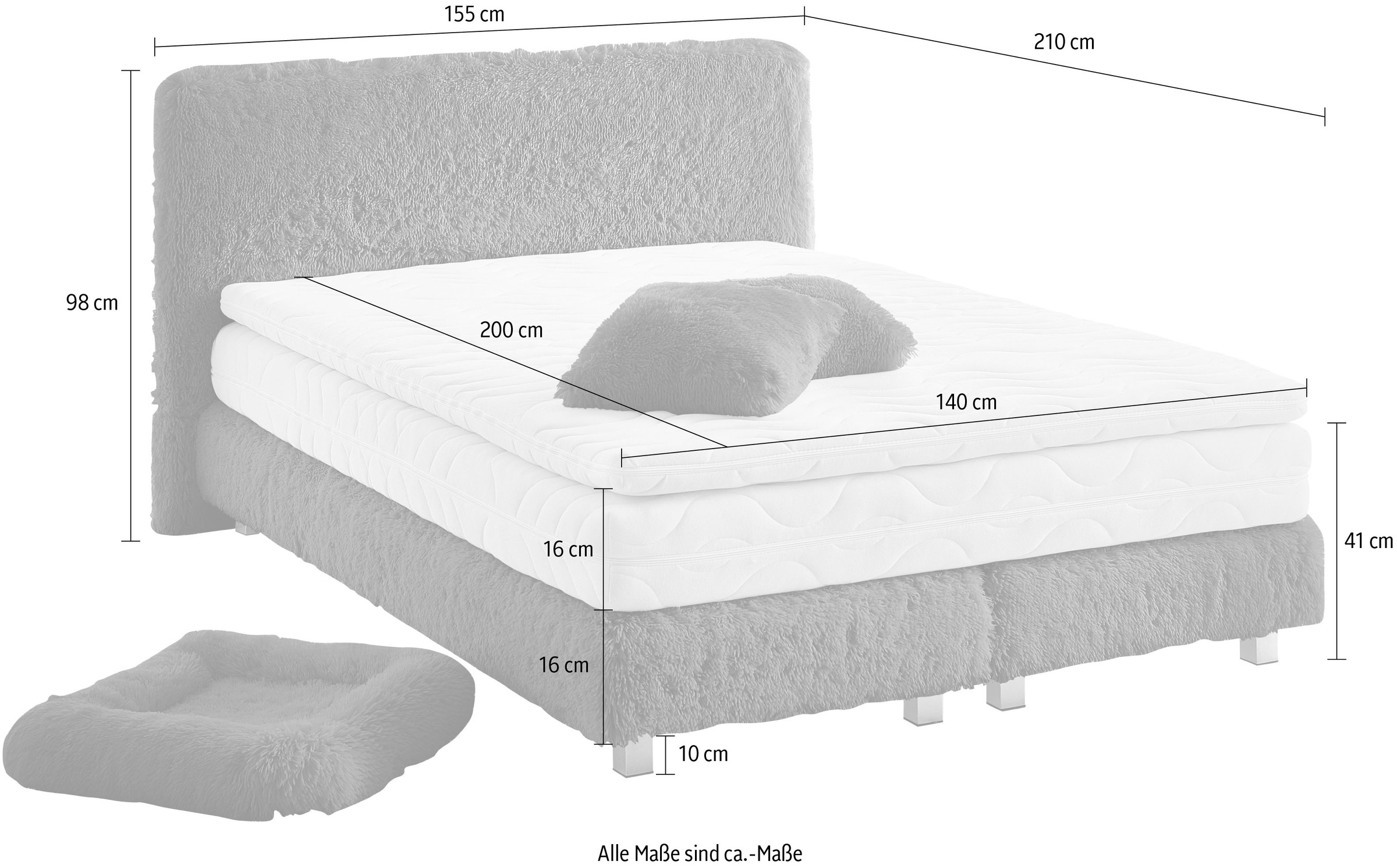 Westfalia Schlafkomfort Boxbett »Nara«, aus Fellimitat, wahlweise in H2, H3 & H4 erhältlich