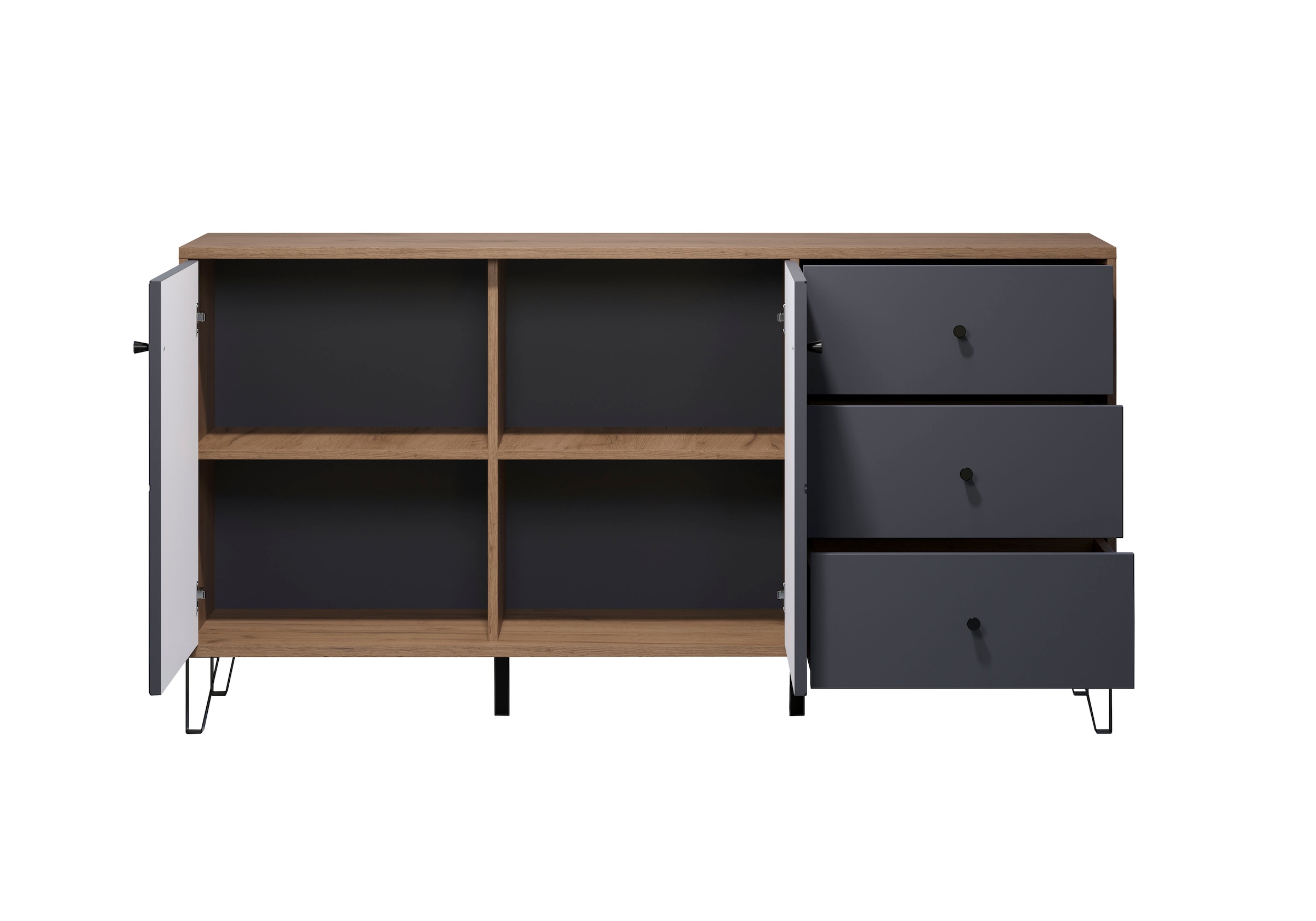 Home affaire Sideboard »Molveno« 1 Stk. tlg. Sideboard, 2 Türen, 3 Schubkasten & Soft-Close - (B/T/H) 183/40/76 cm