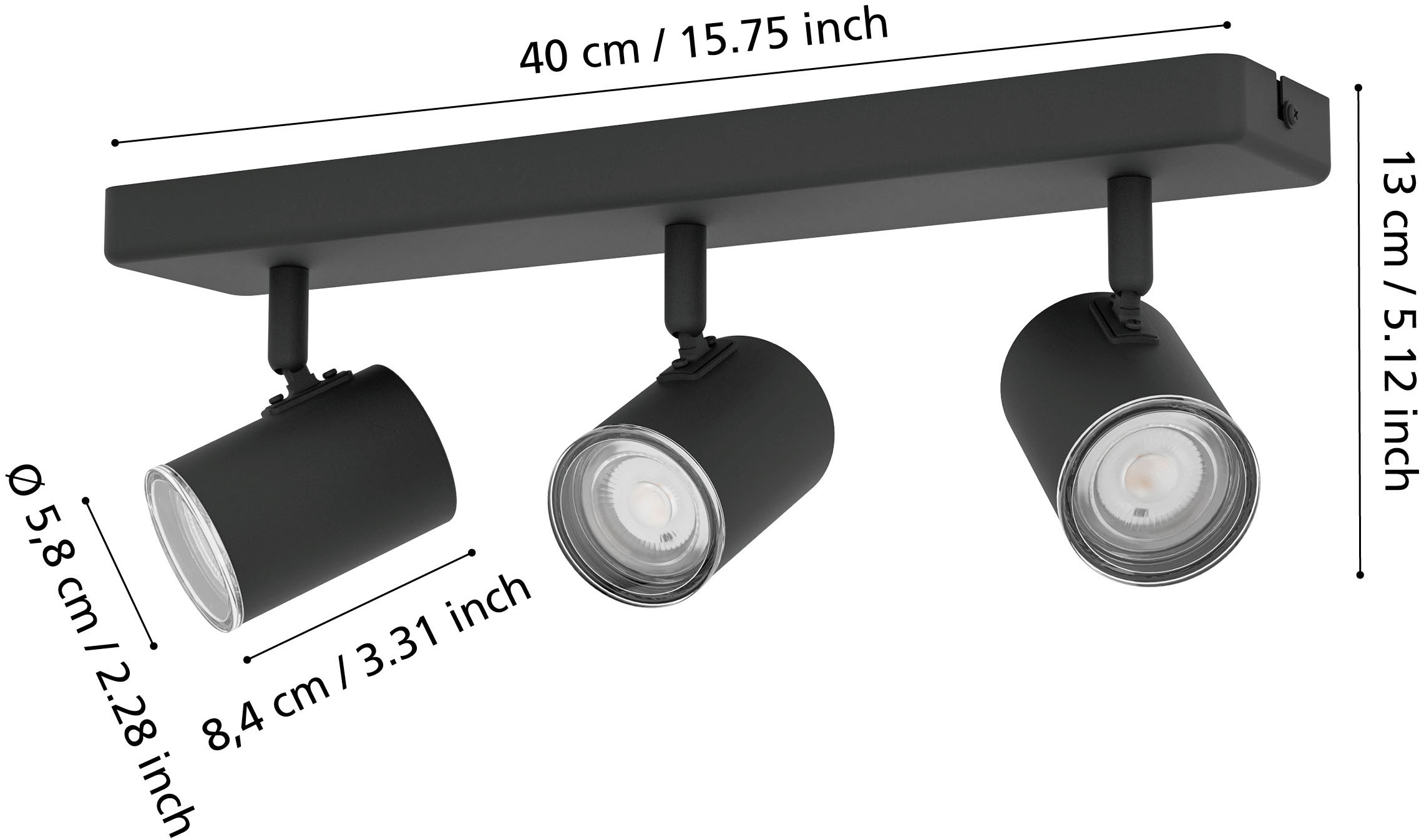 EGLO Deckenspot »CONSUMA 1 Spotlampe - Stahl - GU10 - 3X5W - IP44« GU10 1 Stk. Wandleuchte, Wandspot, schwenkbar, Strahler, L40 x B8 x H13 cm