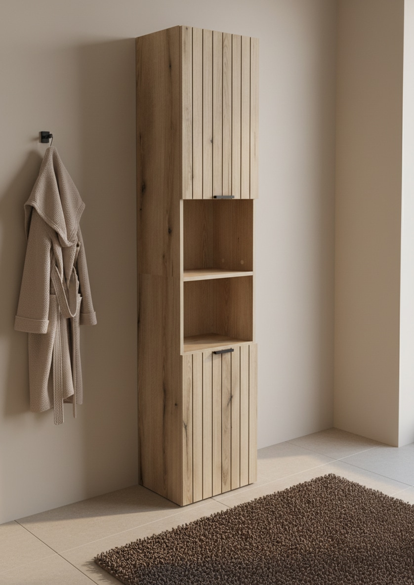 OTTO home Hochschrank »Baltrum« 4 Stk. tlg. Breite 40 cm dekorative Lamellenoptik
