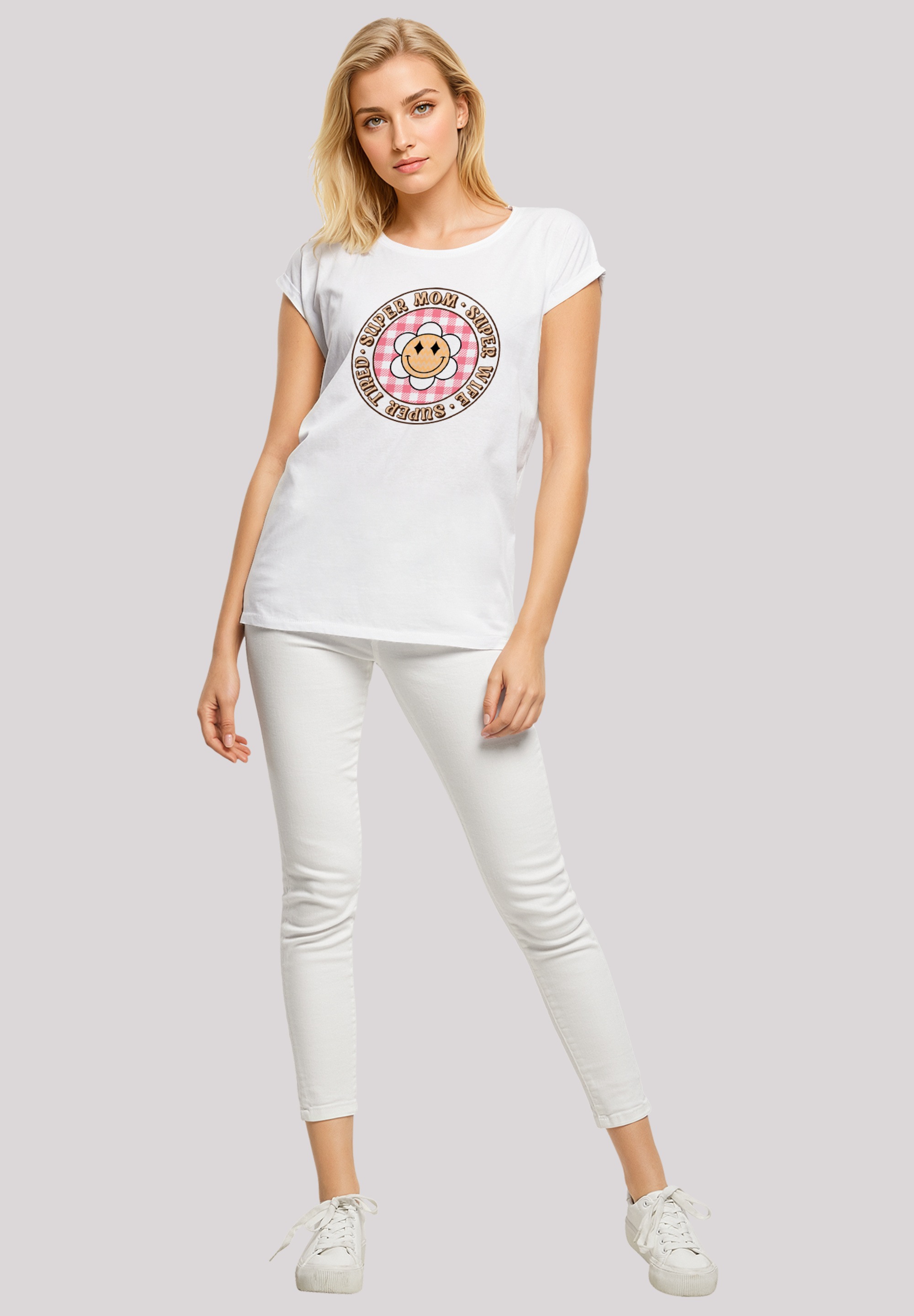 F4NT4STIC T-Shirt »Muttertag super müde Mama Retro Blumen«, Premium Qualität