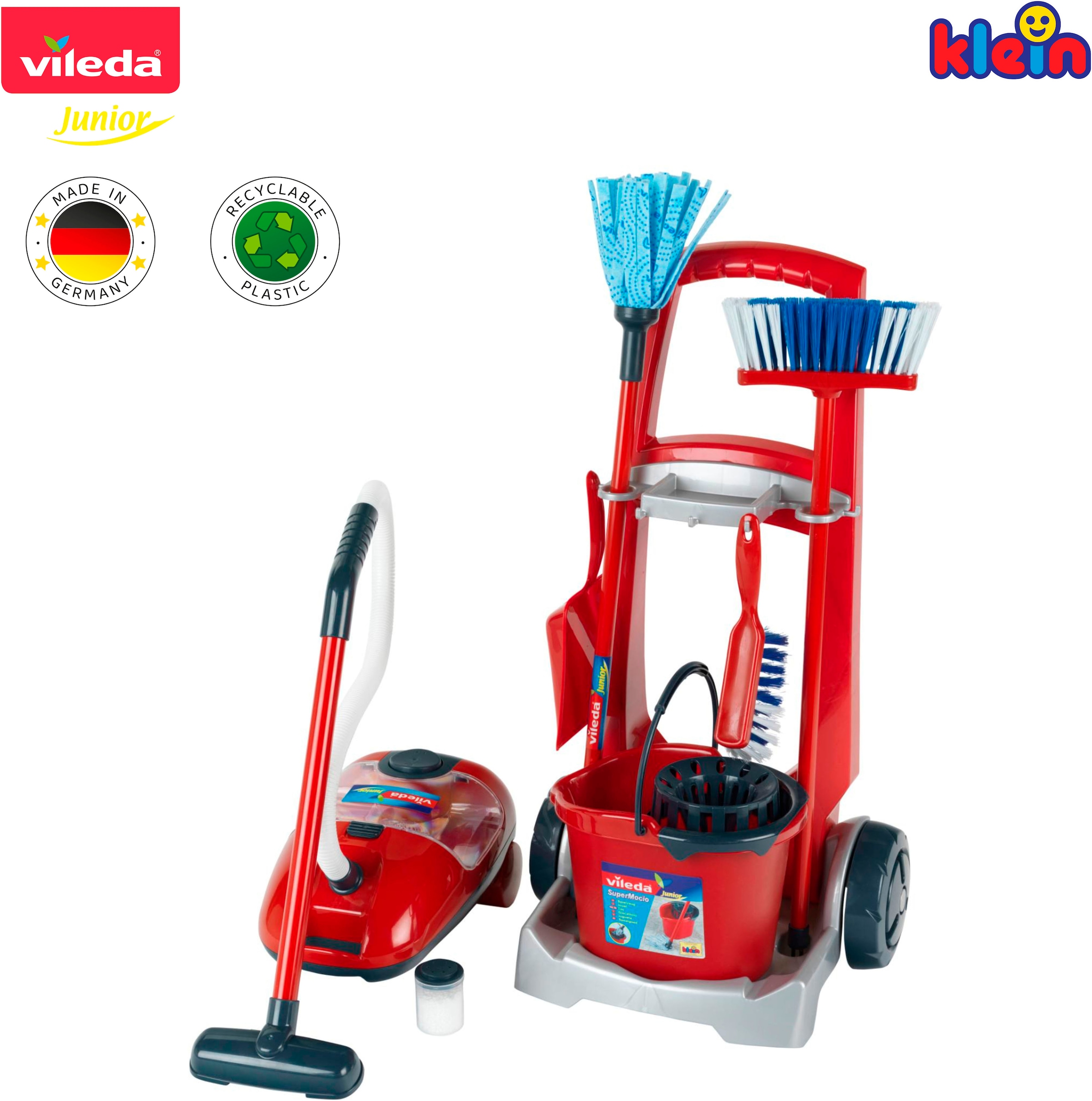 Klein Kinder-Putzwagen »Vileda Besenwagen mit Vileda Staubsauger«, mit Spielstaubsauger, Made in Germany