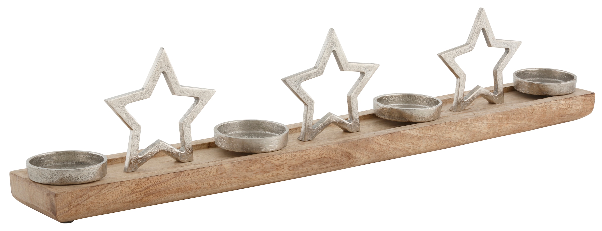Adventsleuchter »Stern, Weihnachtsdeko«, aus Holz und Metall, Länge ca. 75 cm