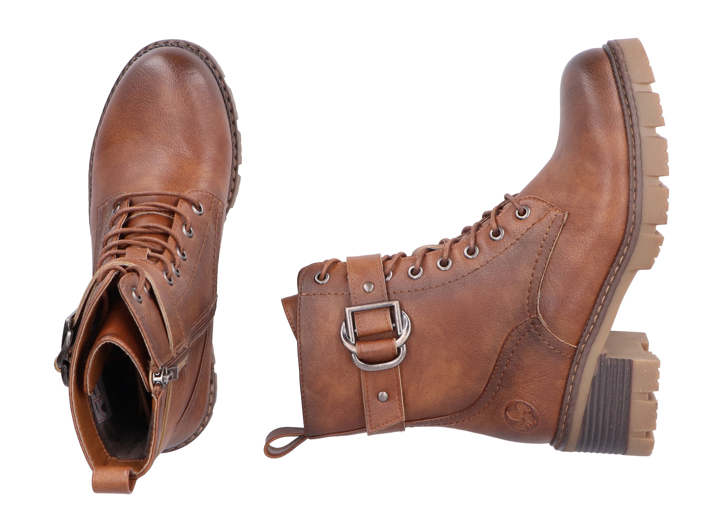 Rieker Schnürstiefelette, Schnürboots, Bikerboots, Blockabsatz, mit verstellbarer Schnalle