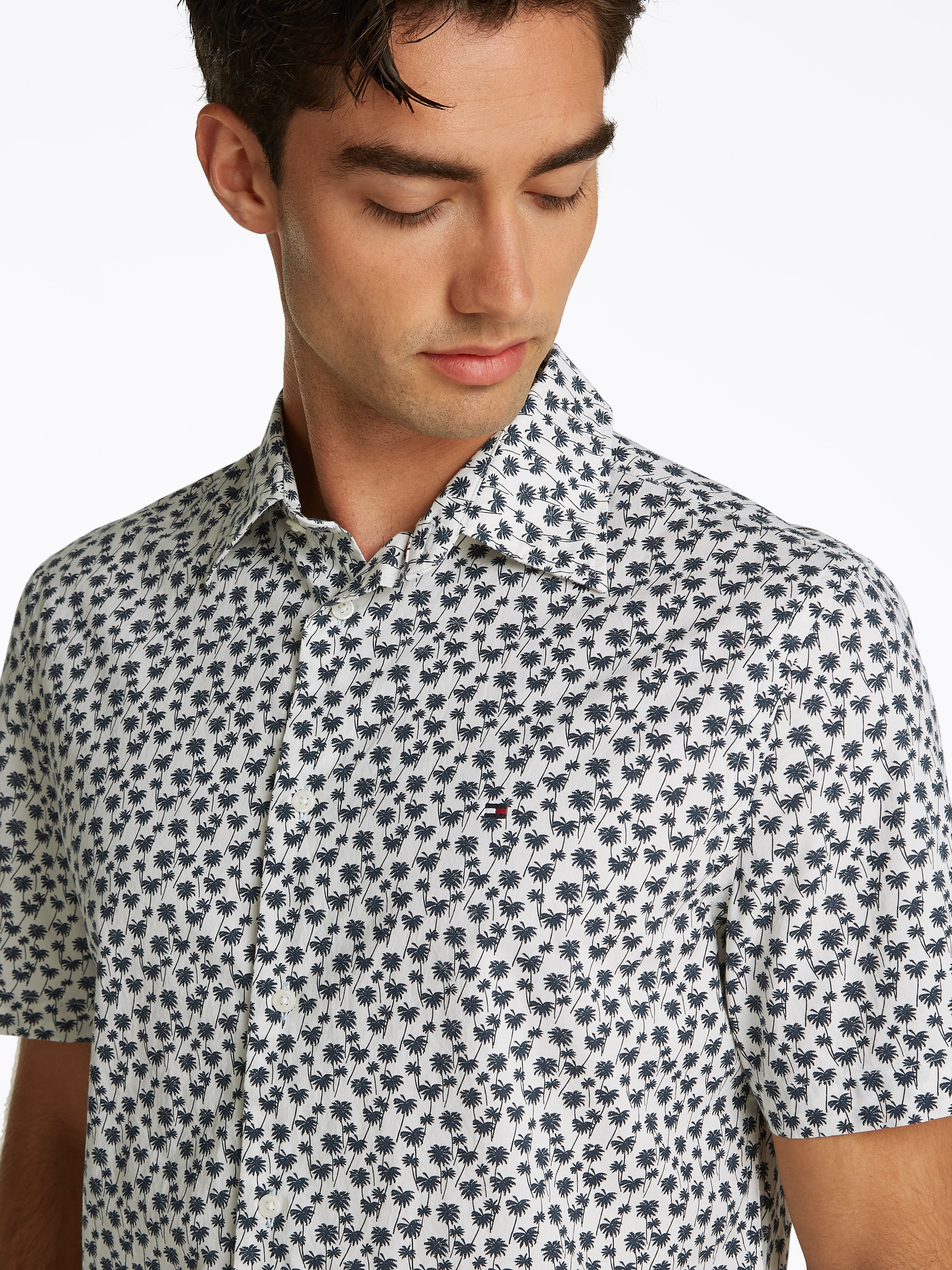 Tommy Hilfiger Kurzarmhemd »FLEX POPLIN PALM SS SF SHIRT«