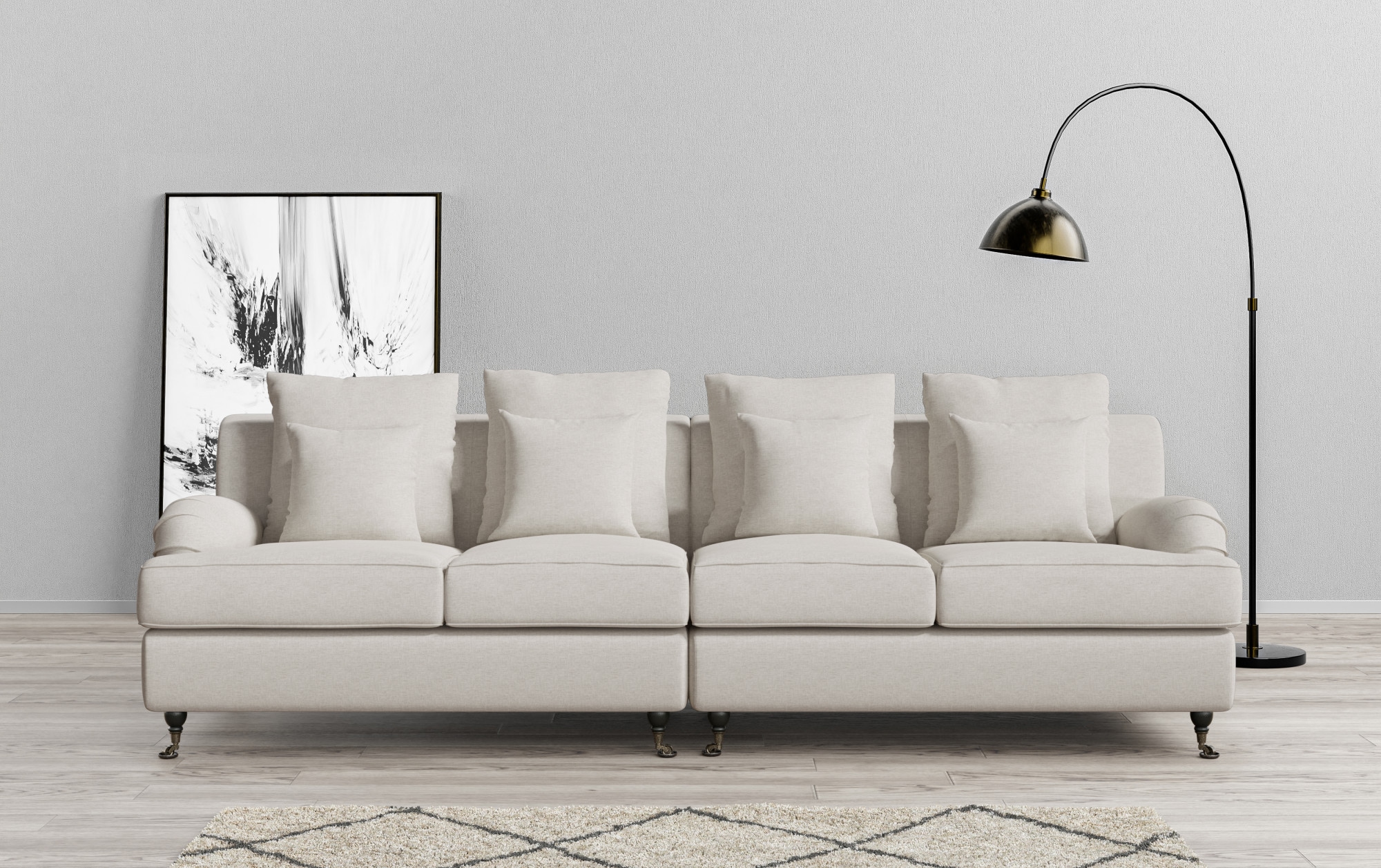 Home affaire Big-Sofa "NORIN" zwei Fußarten: vorne - Rollen, hinten - Holzf günstig online kaufen