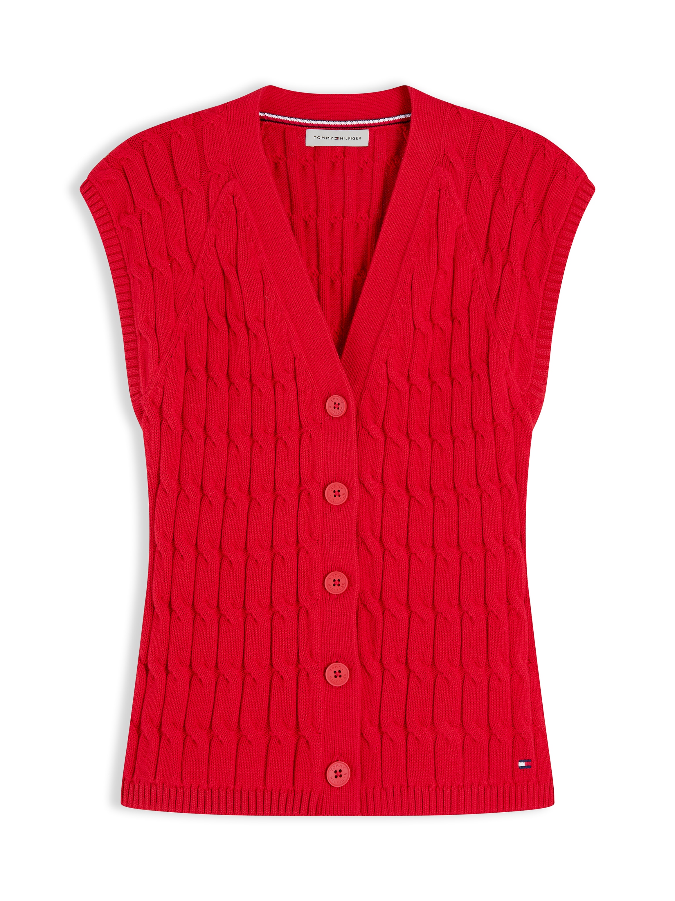 Tommy Hilfiger Strickweste »MID GG CABLE VEST CARDI« Baumwolle, mit Zopfstrickmuster