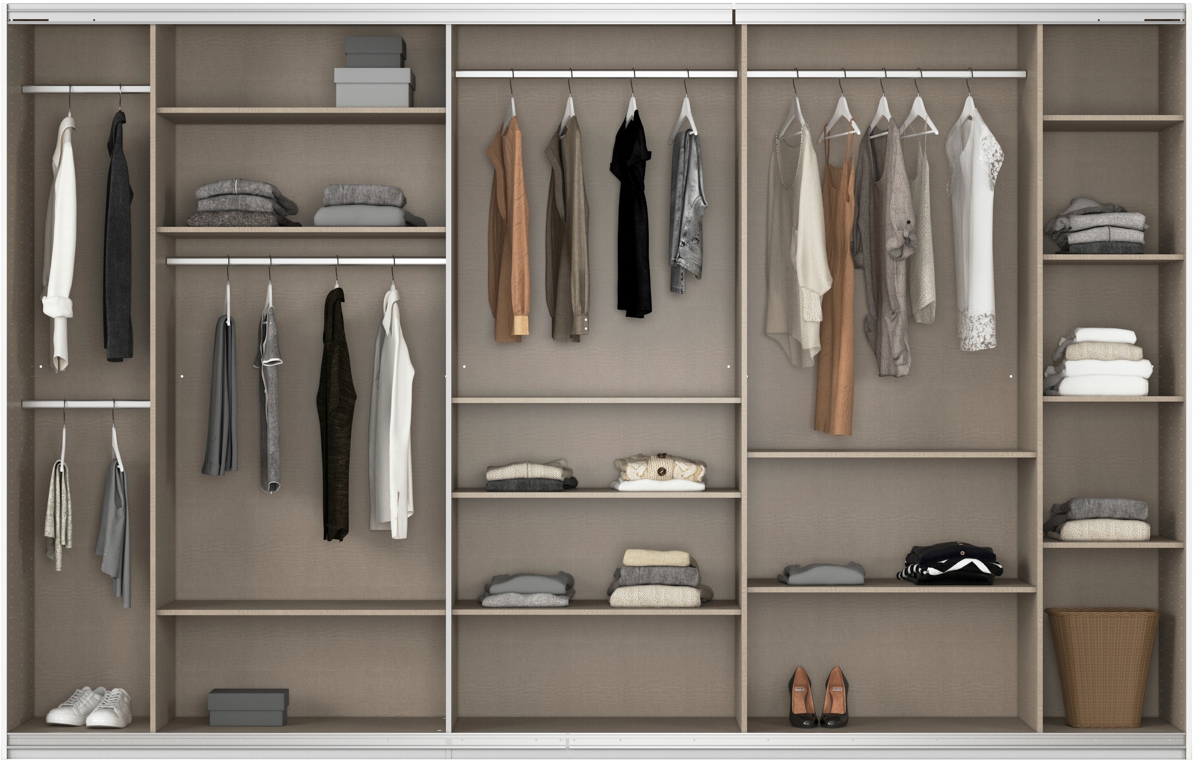 rauch Schwebetürenschrank »Kleiderschrank Schrank Garderobe AGORDO mit Glasfront«, durchdachte Innenausstattung, in 4 Breiten und 2 Höhen MADE IN GERMANY