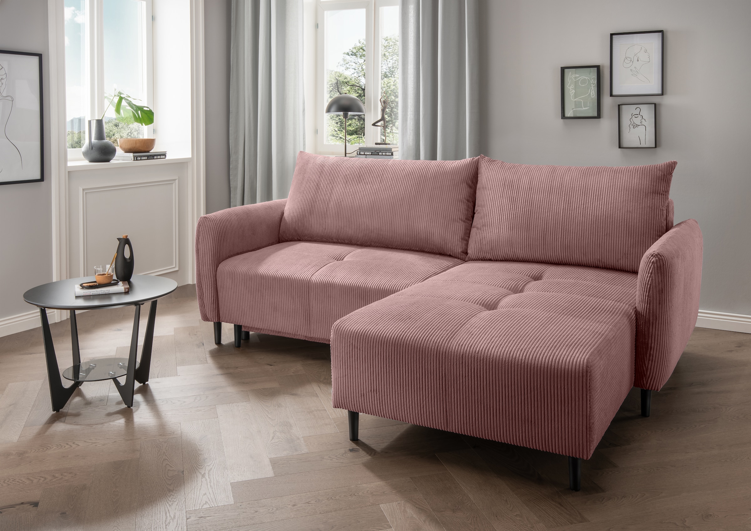 INOSIGN Ecksofa "Mara, L-Form, aktueller Cord Bezug und tolle Farben, schma günstig online kaufen