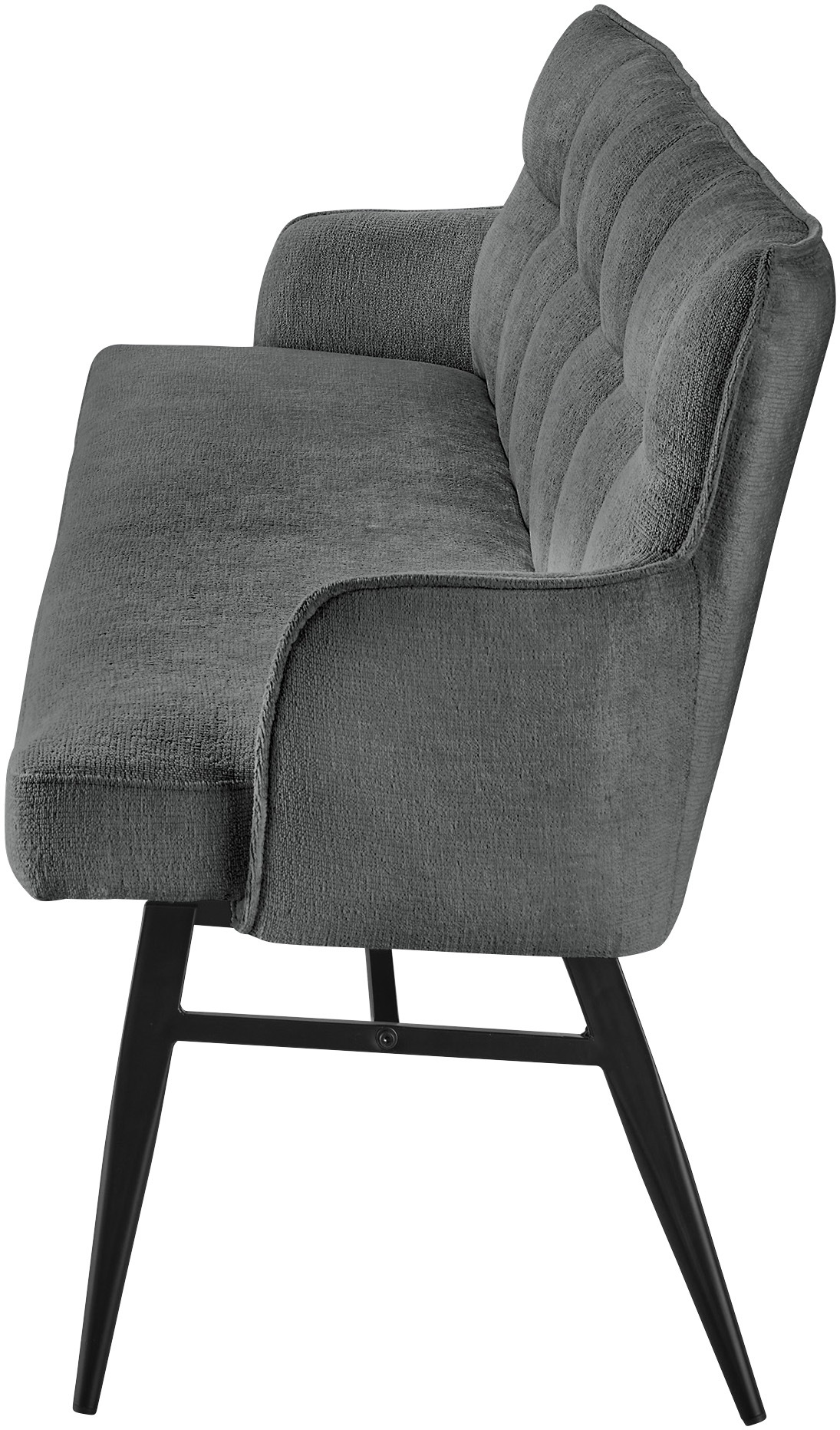 Essbank "Tucson", schwarzgrau, schwarz, B:180cm H:88cm T:68cm, Eisen, Polyester, SET ONE BY MUSTERRING, Sitzbänke, Essbank, Micro-Taschenfederkern und schwarzes Eisen-Gestell für hohen Komfort 3