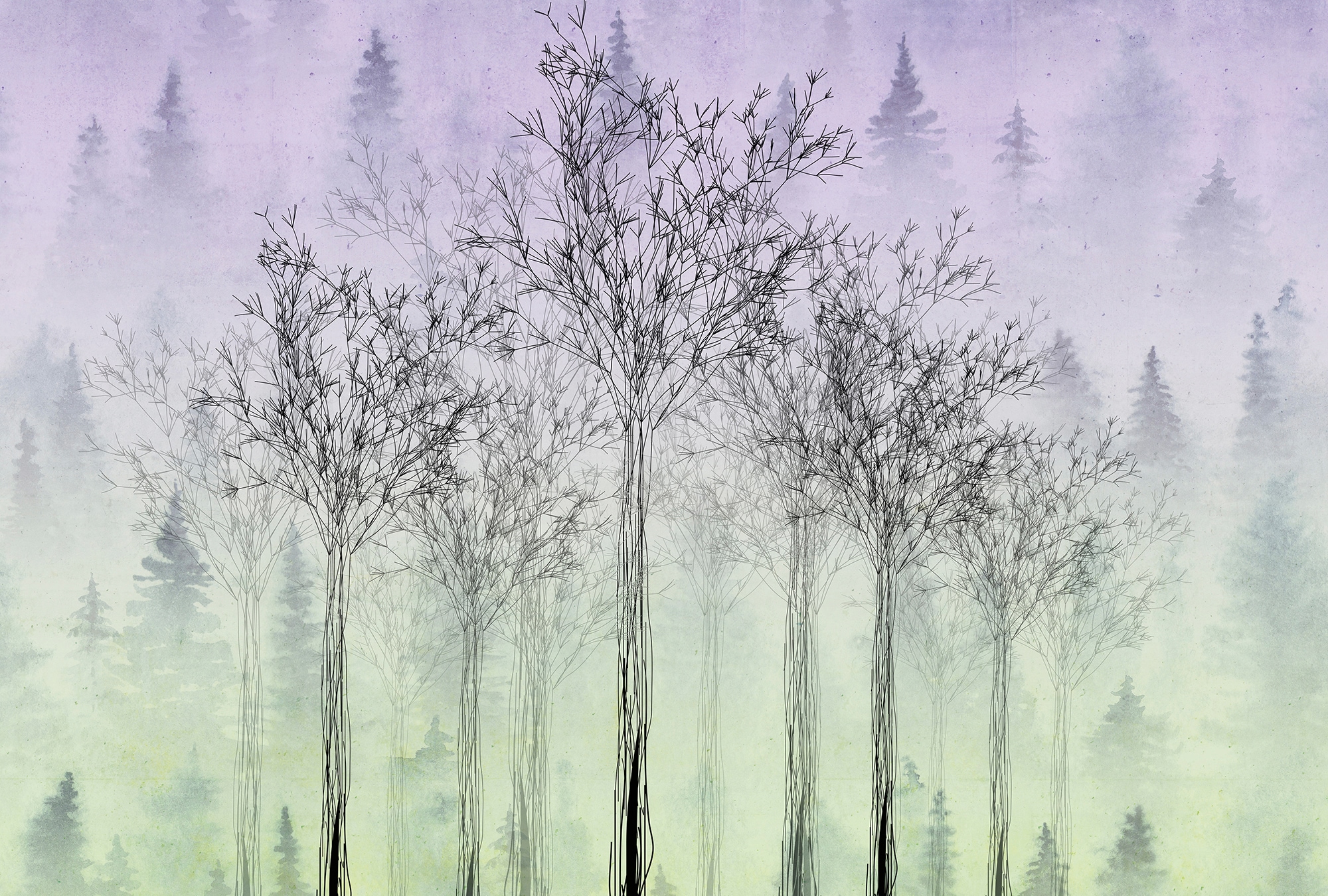 Architects Paper Fototapete "Atelier 47 Trees Artwork 2" Wald glatt Vlies, Wand, Schräge, Decke
