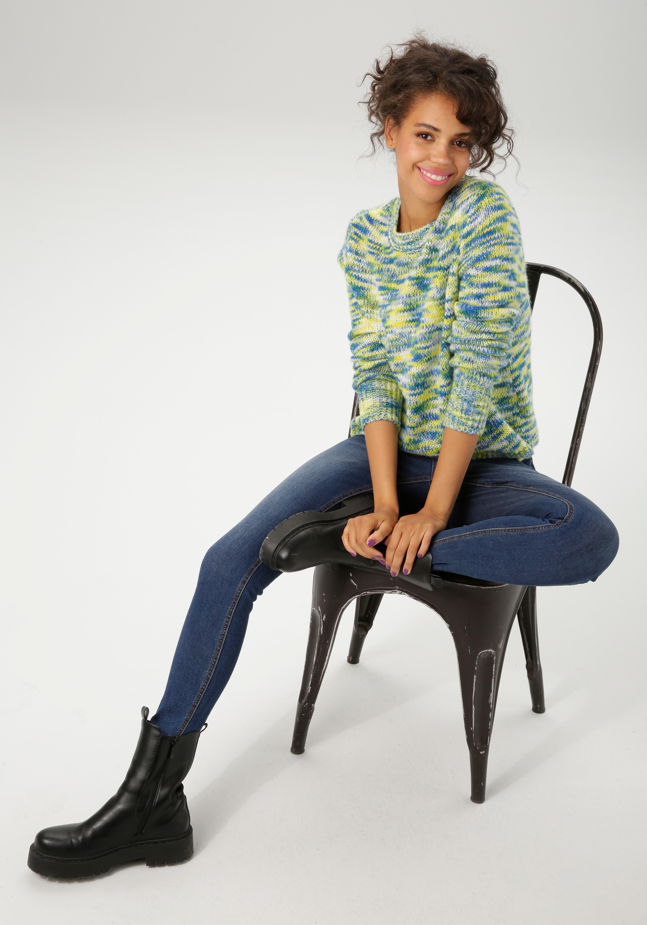 Aniston CASUAL Strickpullover, aus trendigem Multicolor-Garn -jedes Teil ein Unikat - NEUE KOLLEKTION