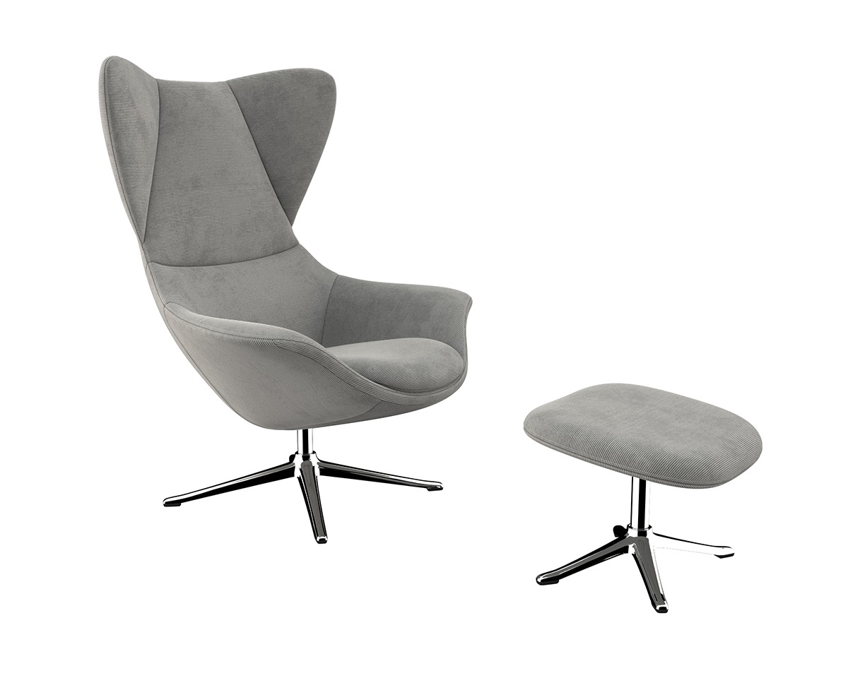 FLEXLUX Polsterhocker »Stilo Fußstütze, für Beinauflage zur besseren Entspannung,«, Fuß Aluminium, Fußhocker für Drehsessel
