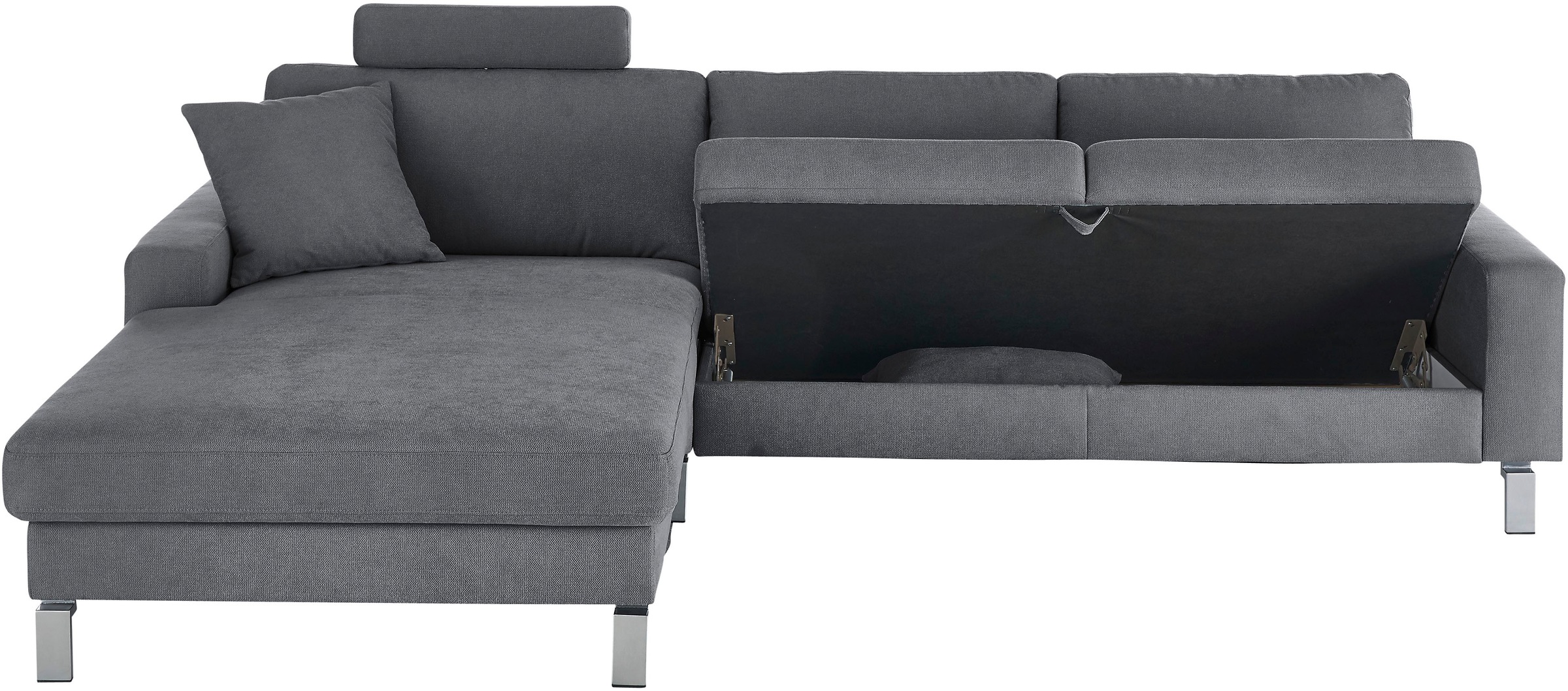 3C Candy Ecksofa »Lecce, wahlweise PUR-Schaumstoff oder Tonnentaschenfederkern«, Bett im 2,5-Sitzer, teilmotorische Schlaffunktion im Longchair, L-Form
