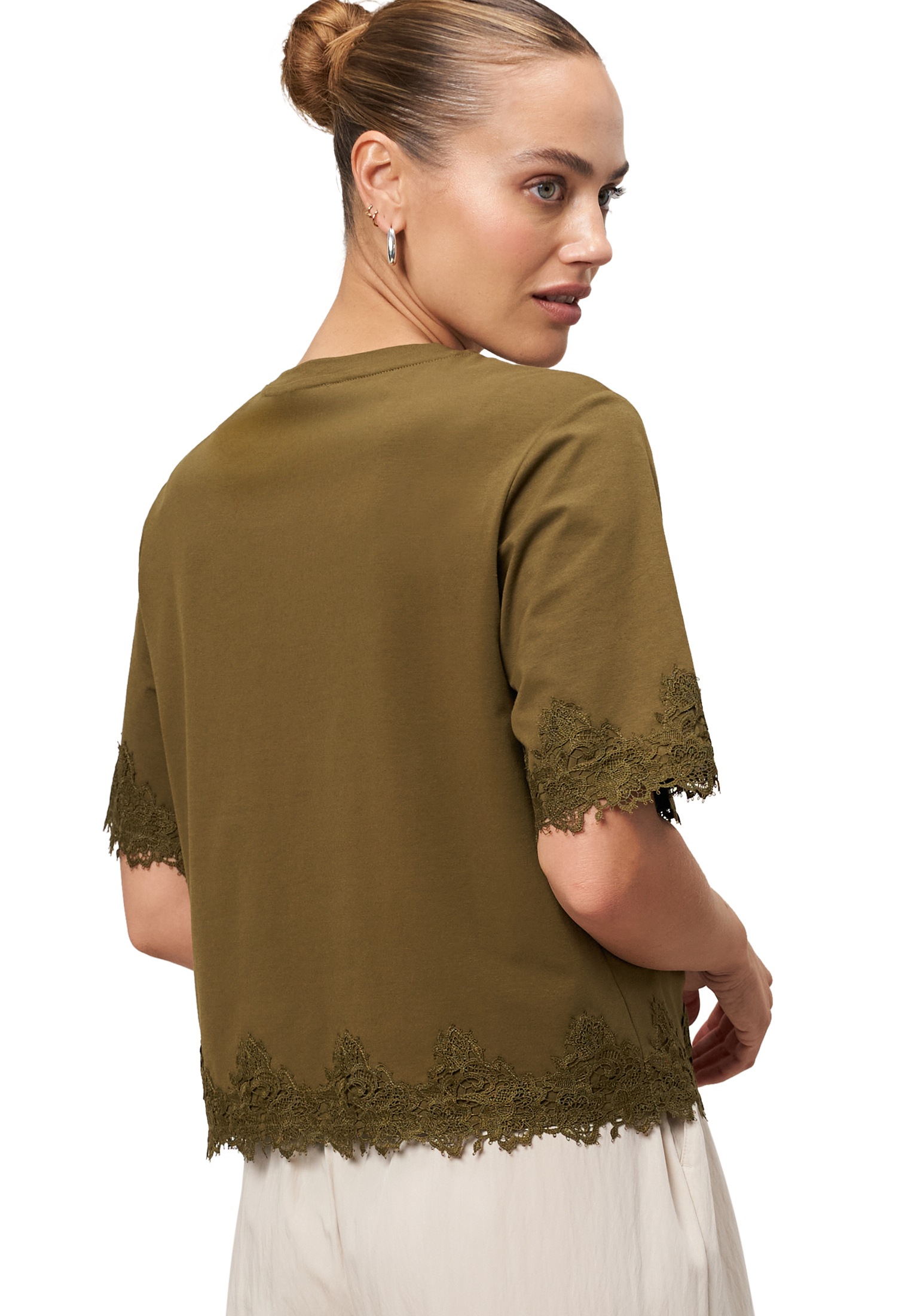 Zero Kurzarmshirt »zero Damen Shirt mit Spitzenbesatz«, (1 tlg.), Spitze