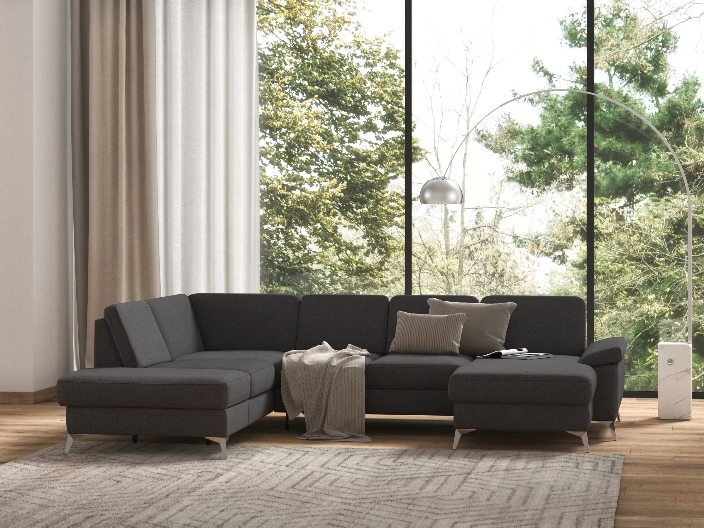 sit&more Wohnlandschaft »Padua U-Form«, inklusive Sitztiefenverstellung, Armteilfunktion und Federkern