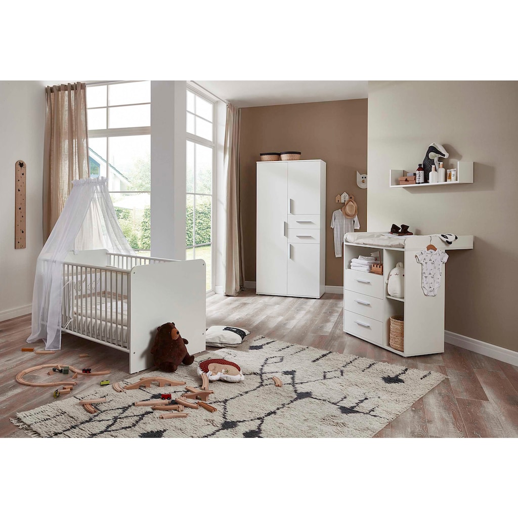 BMG Möbel Babyzimmer-Komplettset »Lea«, (Set, 4 St., Bett, Wickelkommode, Schrank, Wandboard)