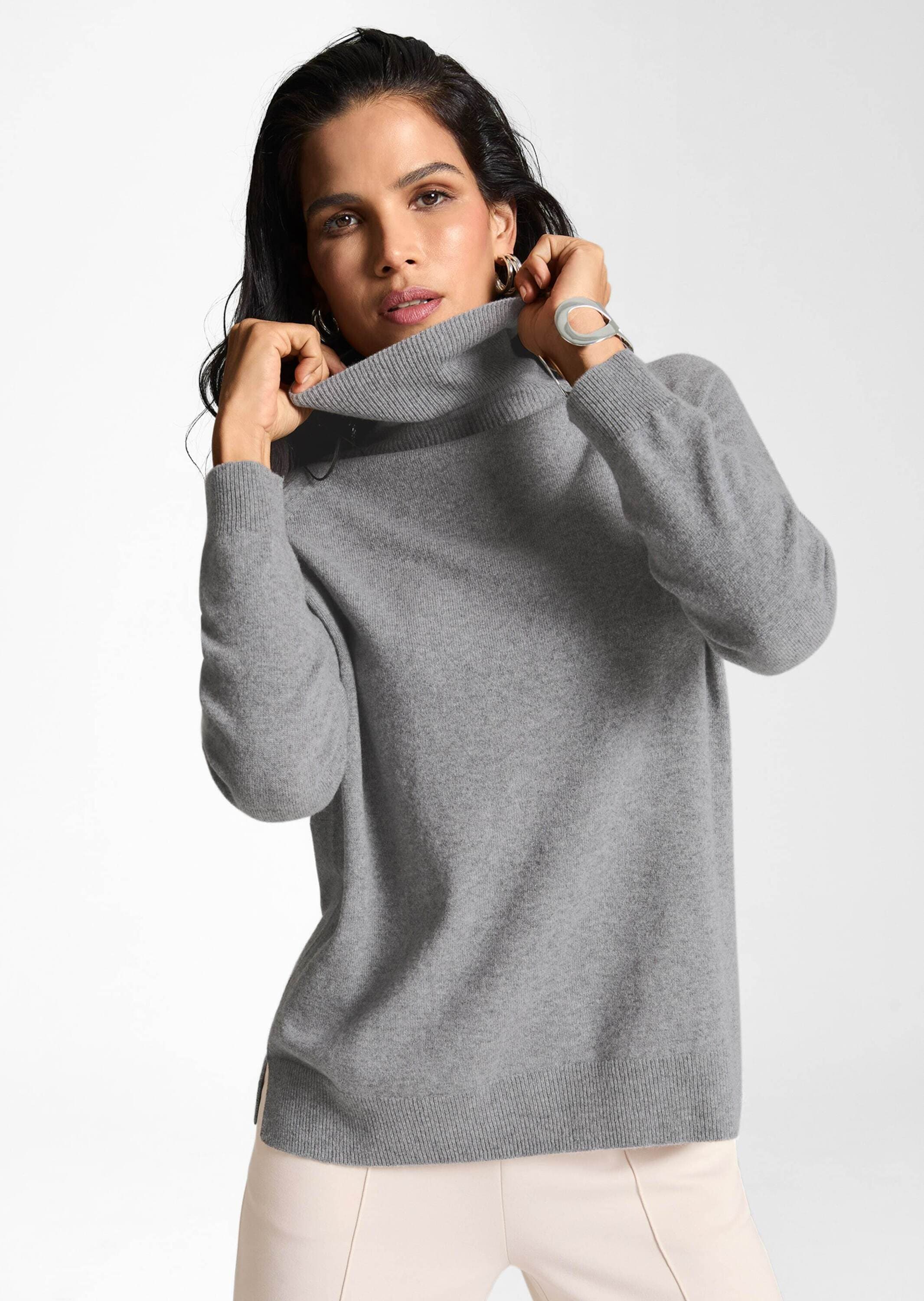 MADELEINE Rollkragenpullover »Kaschmirpullover Rollkragenpullover mit Rippstrick-Details«