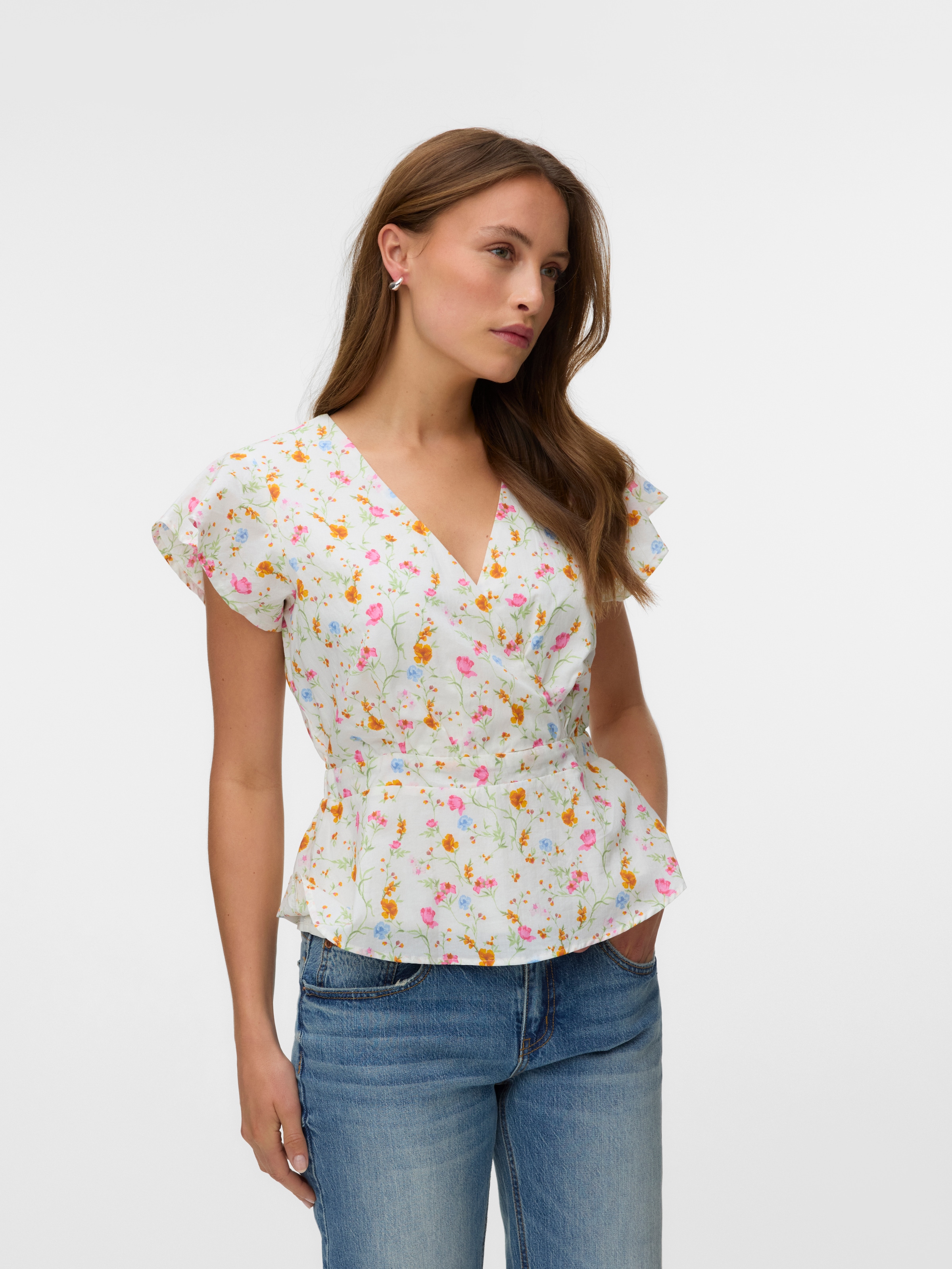 Vero Moda Rüschenbluse »VMSIV IVANA CS TOP WVN« Baumwolle