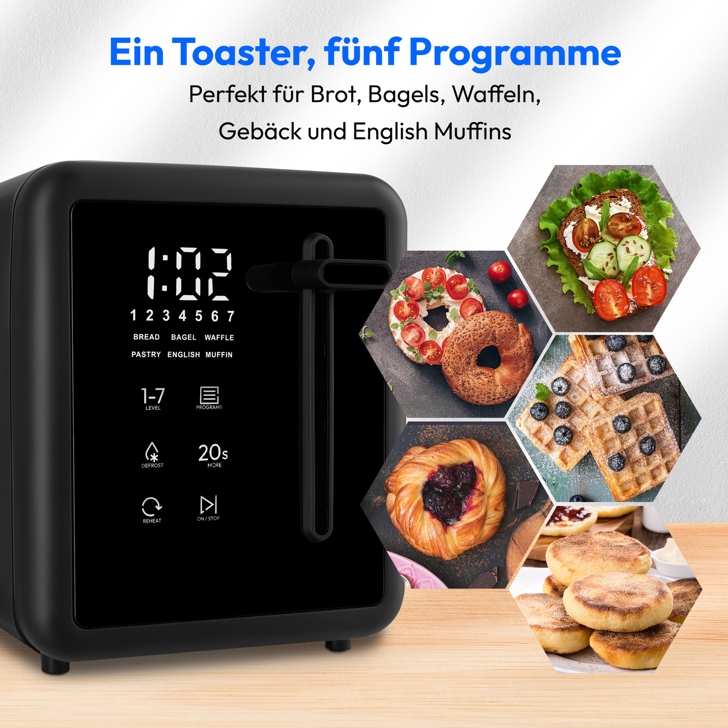 Medion® Toaster »MD12102, 2 Toastschlitze« 2 Schlitze für 2 Scheiben 850 W abnehmbarer Brötchenaufsatz