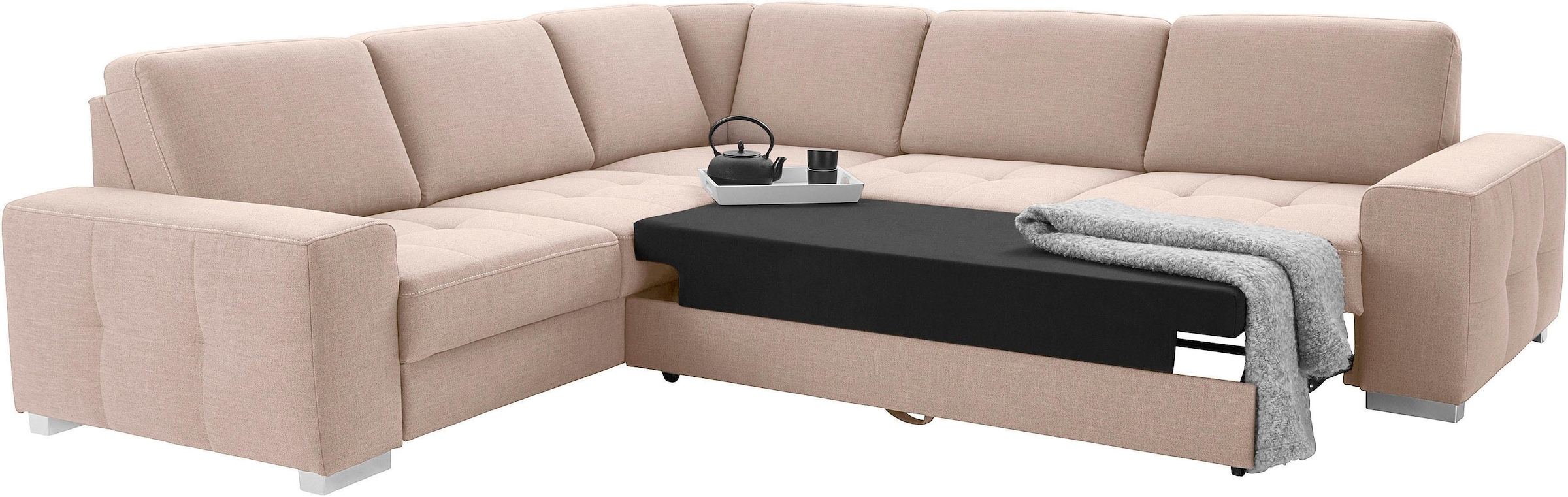 sit&more Ecksofa »Santorini L-Form«, mit Federkern und Sitztiefenverstellung, wahlweise mit Bettfunktion