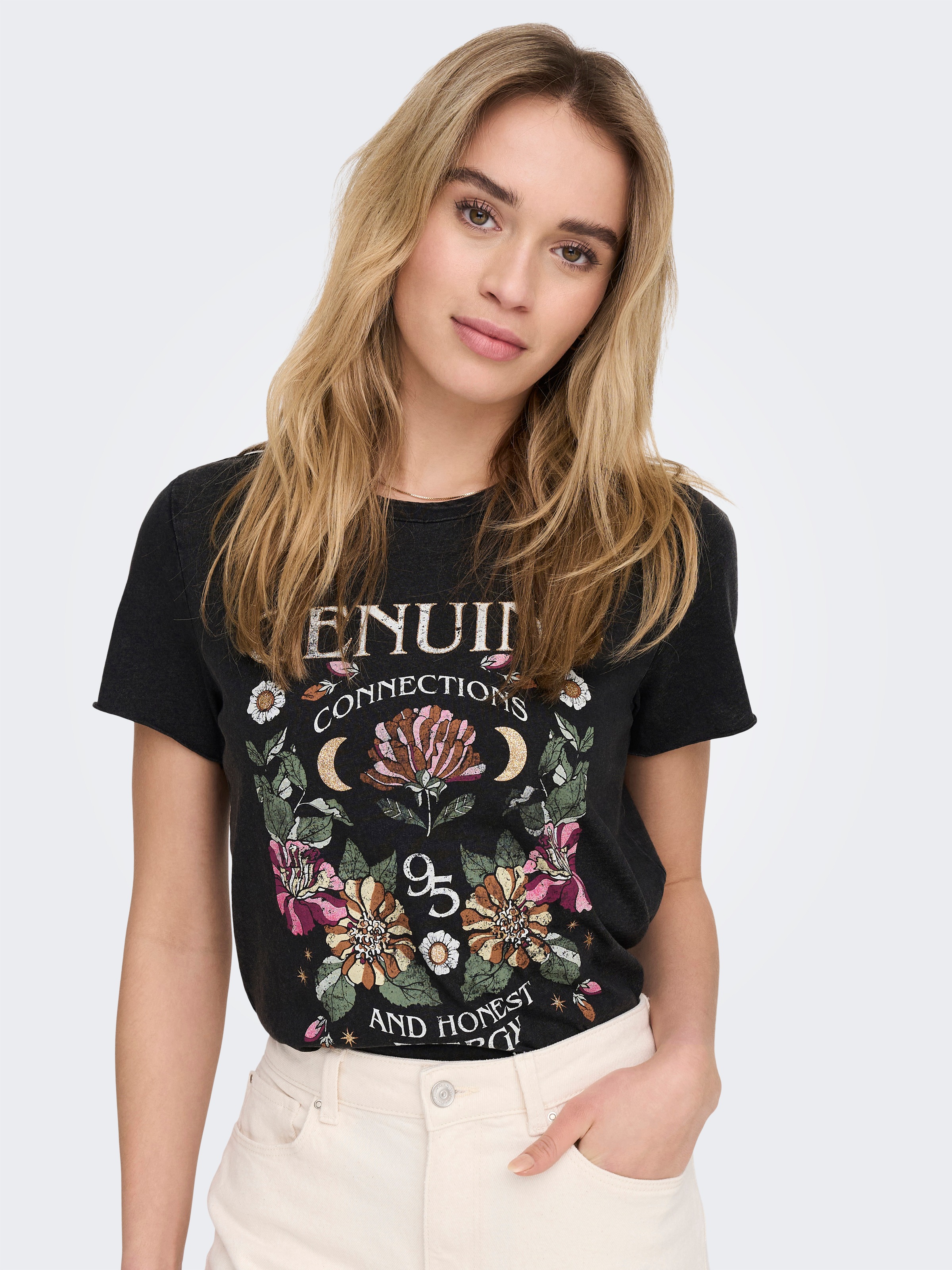 ONLY Rundhalsshirt "ONLLUCY REG S/S TOP JRS NOOS" unterschiedlich bedruckt günstig online kaufen