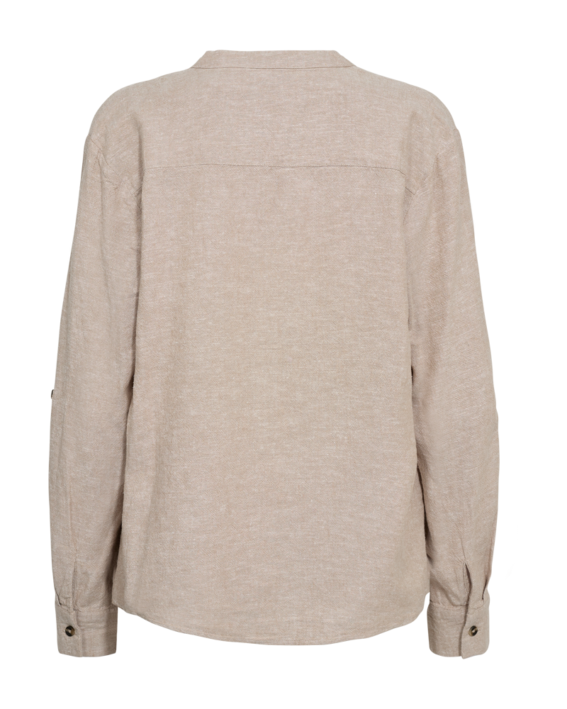 Thumbnail - FREEQUENT Langarmbluse "FQLAVA-SHIRT" Leinenmix, mit V-Ausschnitt geschlitzt