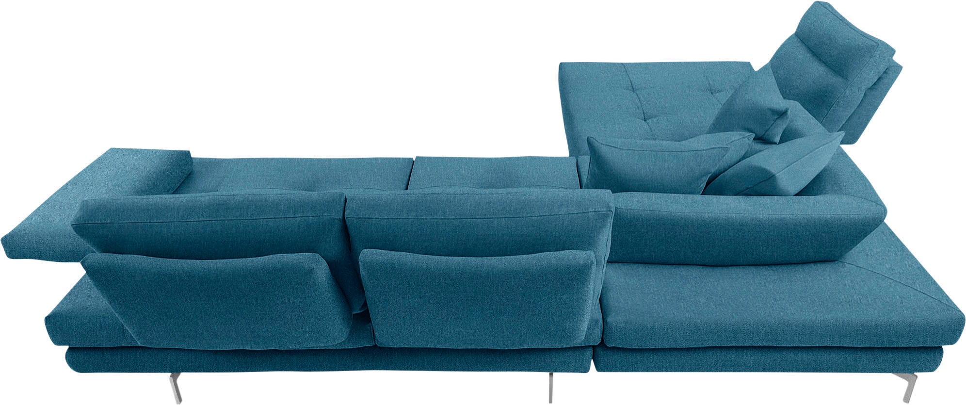 CALIA ITALIA Ecksofa »Toby Wing, L-Form, Designsofa mit sensationellem Sitzkomfort«, Sitztiefenverstell.,wahlw. mit Kissen-Set, Füße chrom glänzend