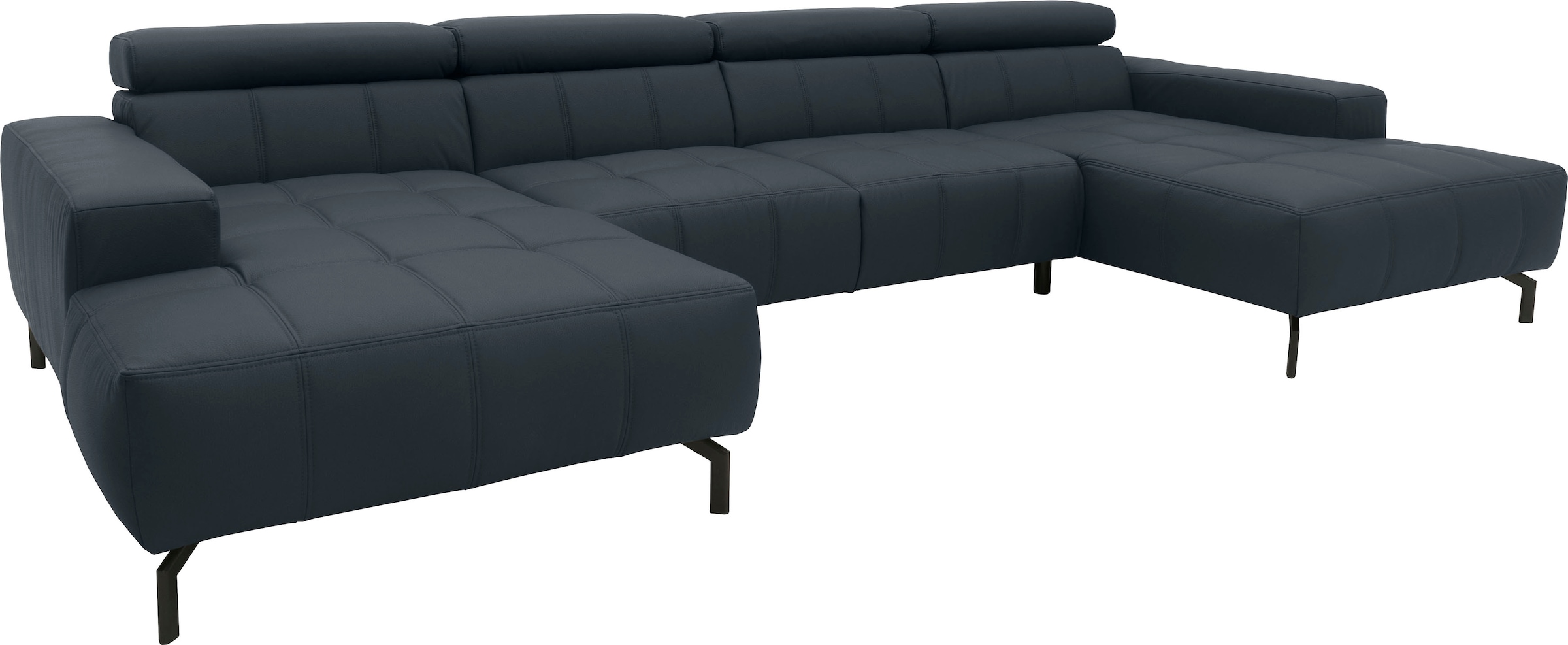 DOMO collection Wohnlandschaft »Cunelli tolle Sitznähte als Designelement, fester Sitzkomfort, U-Form«, wahlweise mit Kopfteilverstellung, bodenfrei