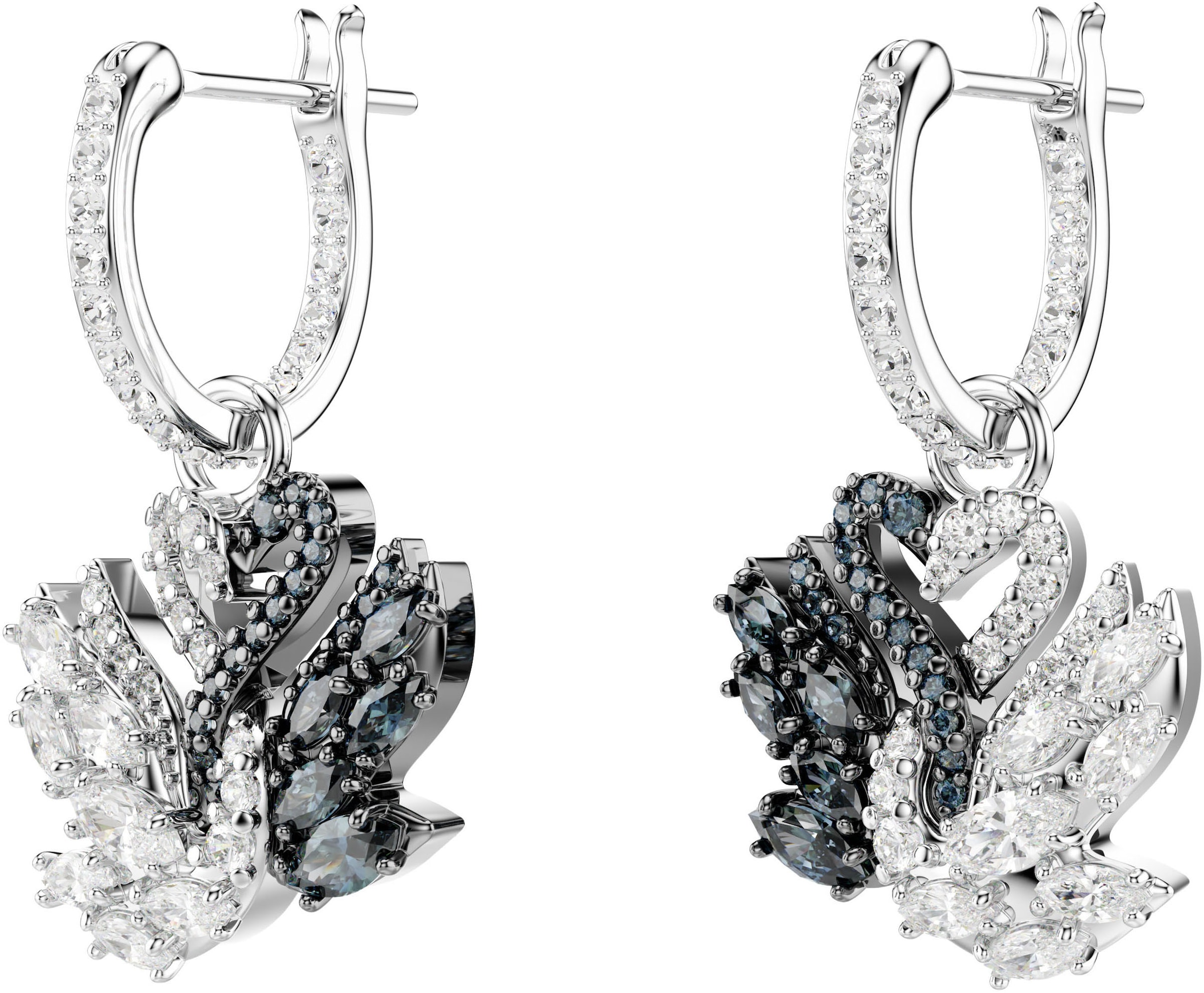Swarovski Paar Creolen »Schmuck Geschenk Swan Drop-Ohrhänger Schwan, 5705728«, mit Swarovski® Zirkonia (synth.) - Einhänger abnehmbar