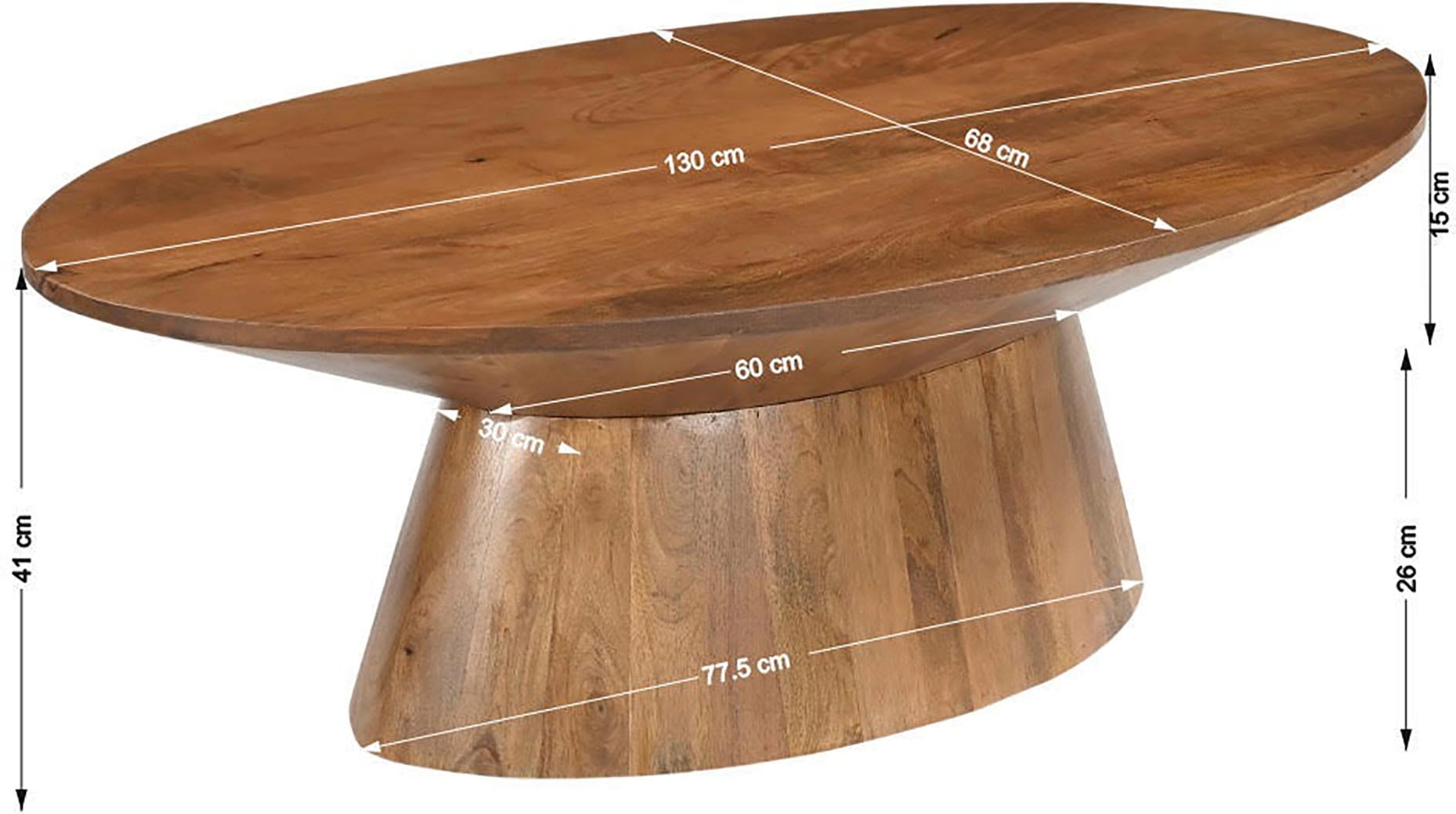 SIT Couchtisch »MANGO NATURAL«, mit ovalem Sockelfuß