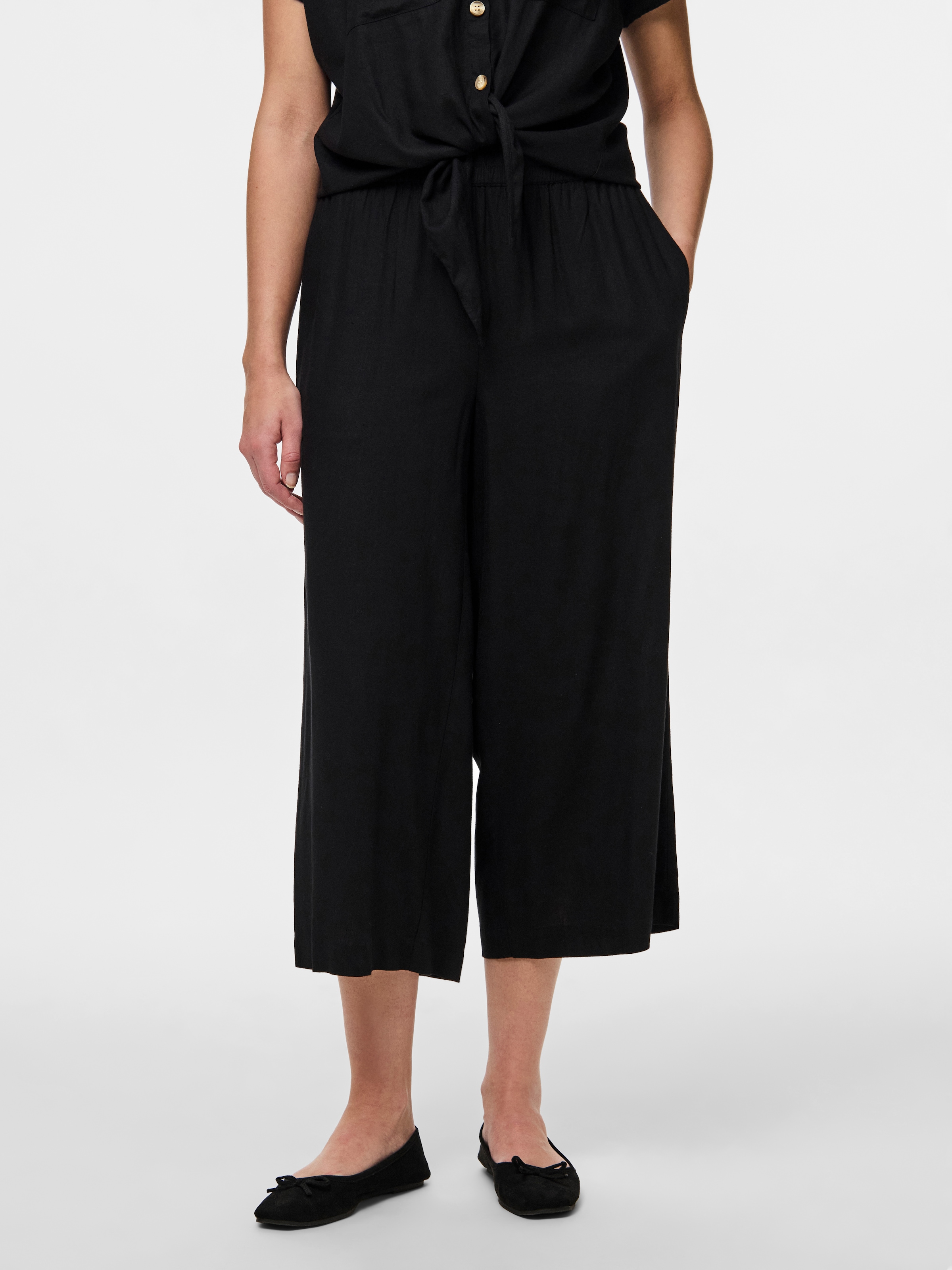 pieces Schlupfhose "PCPIA HW WIDE CULOTTE WVN NOOS", mit Leinen günstig online kaufen