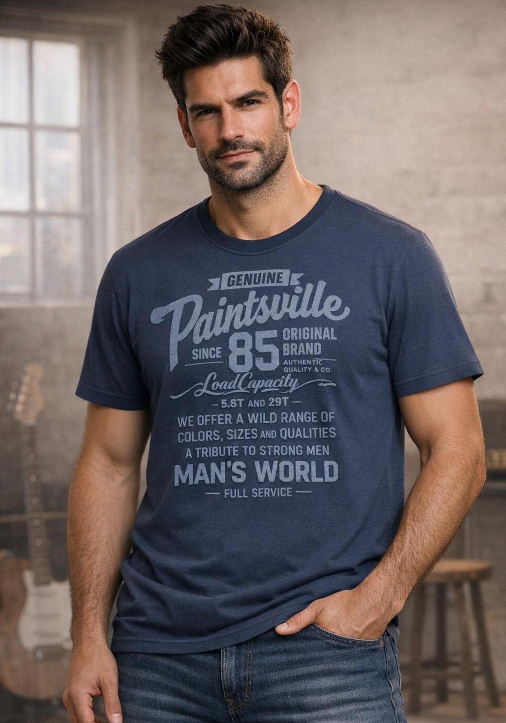 Mans World T-Shirt Kurzarm, mit stylischem Print, Rundhalsausschnitt, aus Baumwolle