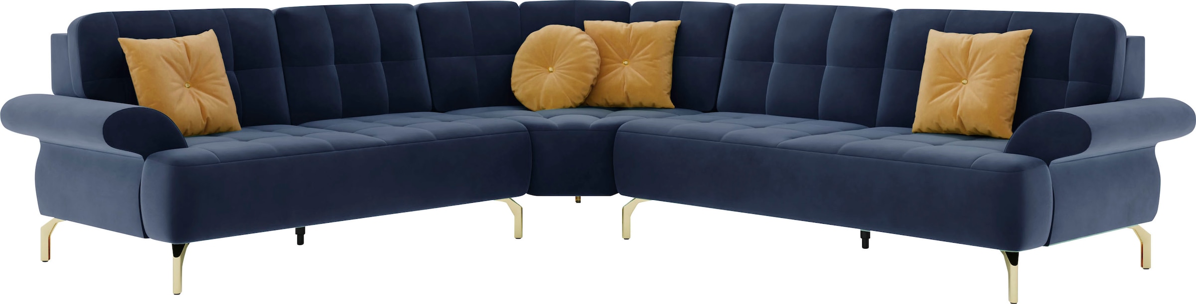 sit&more Ecksofa »Orient 1 L-Form«, inkl. 4 Zierkissen mit Strass-Stein, goldfarbene Metallfüße