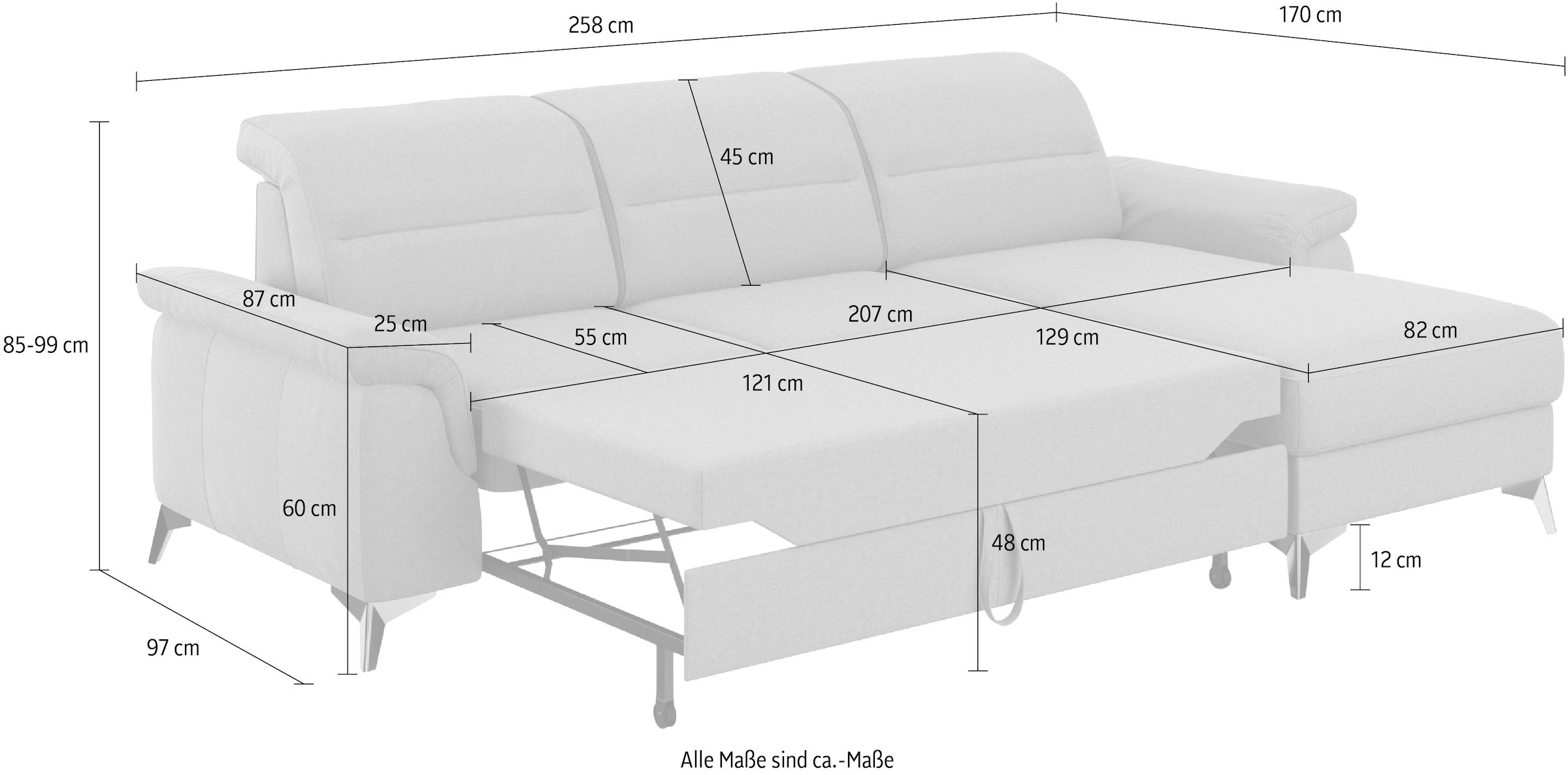 sit&more Ecksofa »Sinatra L-Form«, mit Recamiere, optional mit Kopfteilverstellung und Armteilfunktion