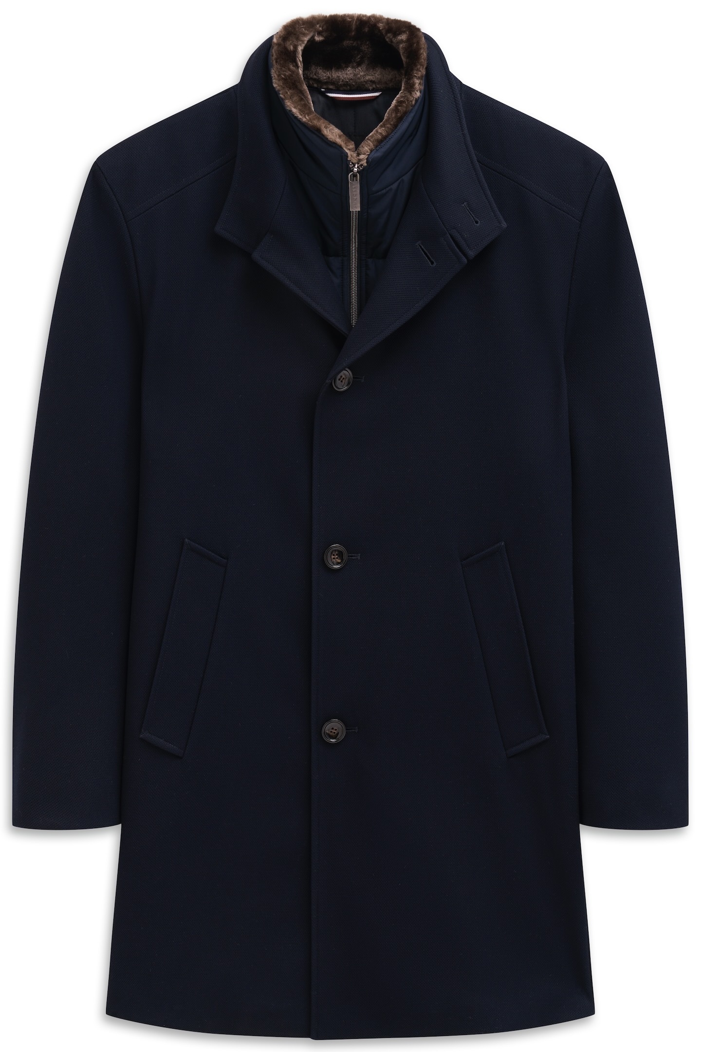 Thumbnail - bugatti Kurzmantel "Flexcity Stretch", mit Westen-Einsatz und Kunstfellkragen