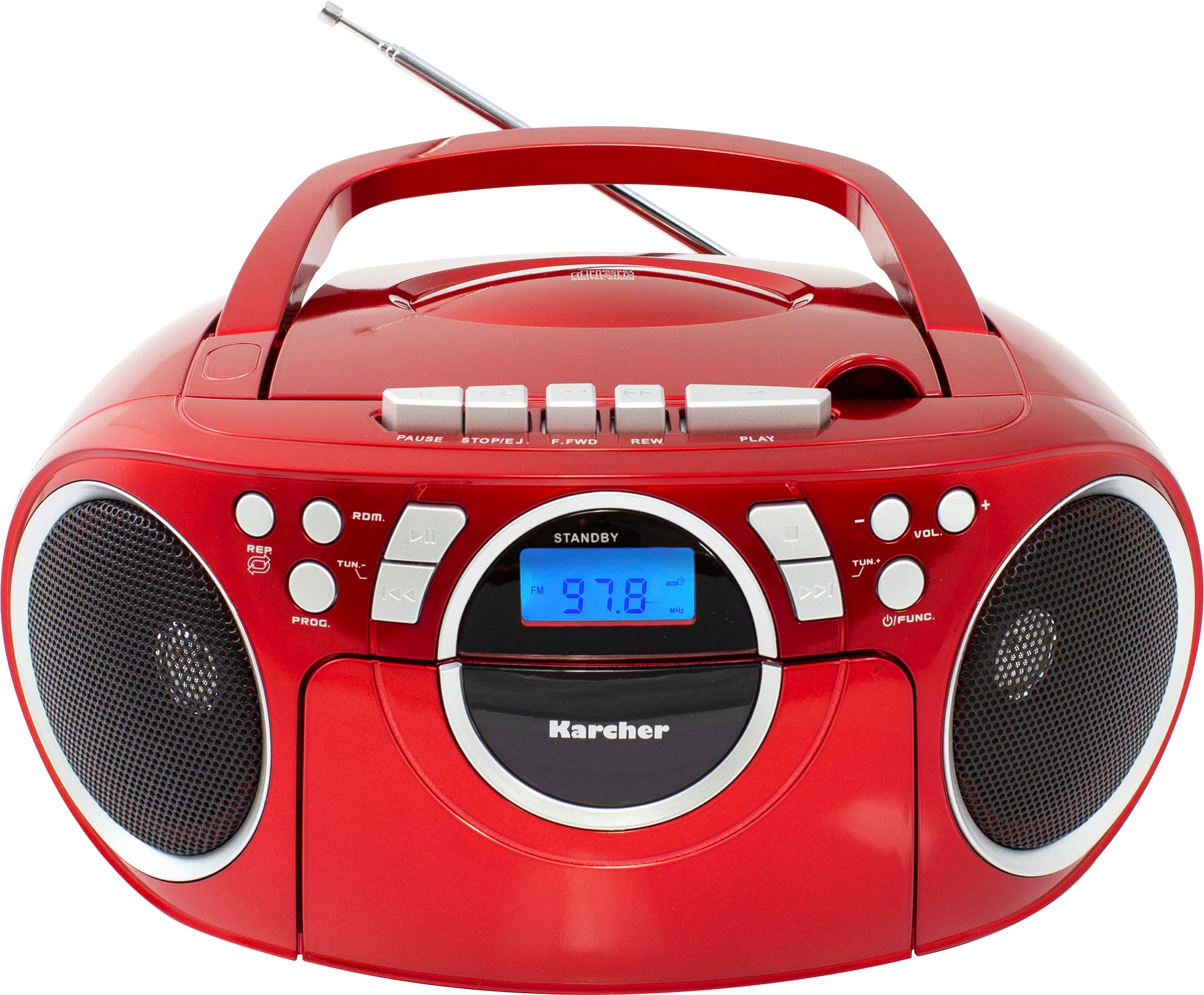 Karcher Boombox »RR 5042-R«, (UKW mit RDS-FM-Tuner 3 W), CD-Player, Kassettenplayer, AUX-Anschluss, Kopfhörereingang