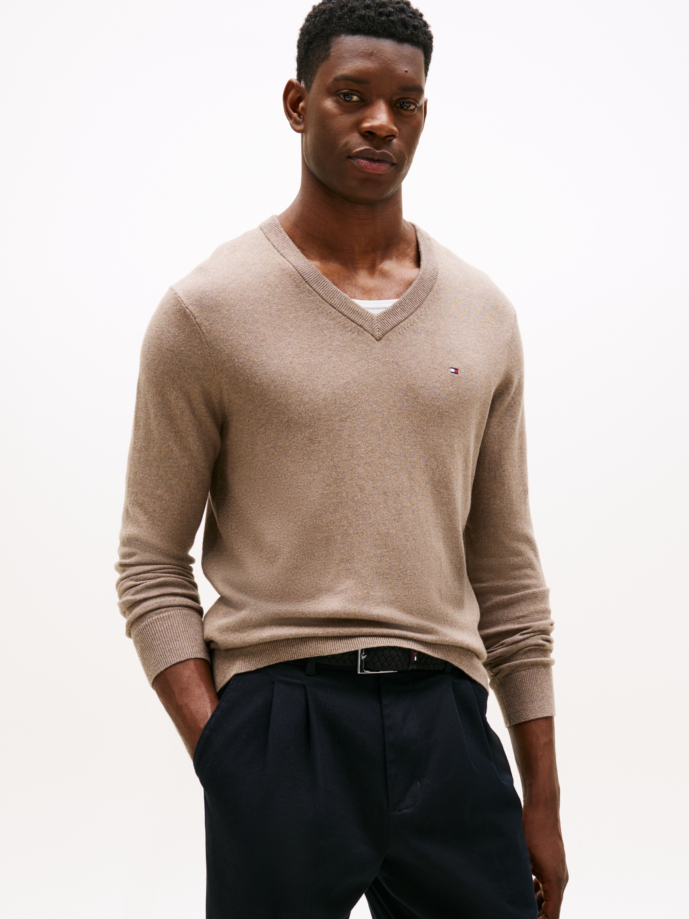 Tommy Hilfiger V-Ausschnitt-Pullover "PIMA ORG CTN CASHMERE V NECK" günstig online kaufen
