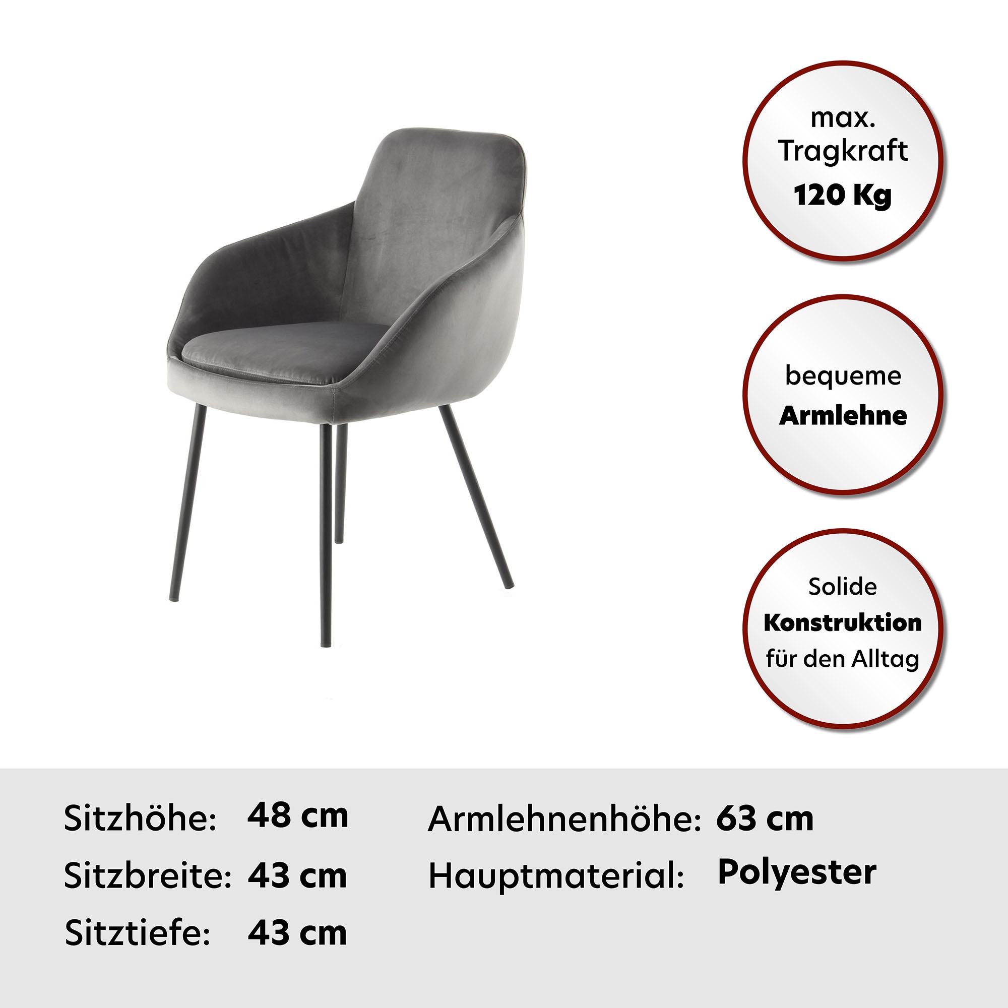 Thumbnail - Kayoom Polsterstuhl "Stuhl Cobain 825 2er-Set, einfarbiges Design, minimalistisch gestaltet" (Set) 2 Stk.samtweicher Bez...