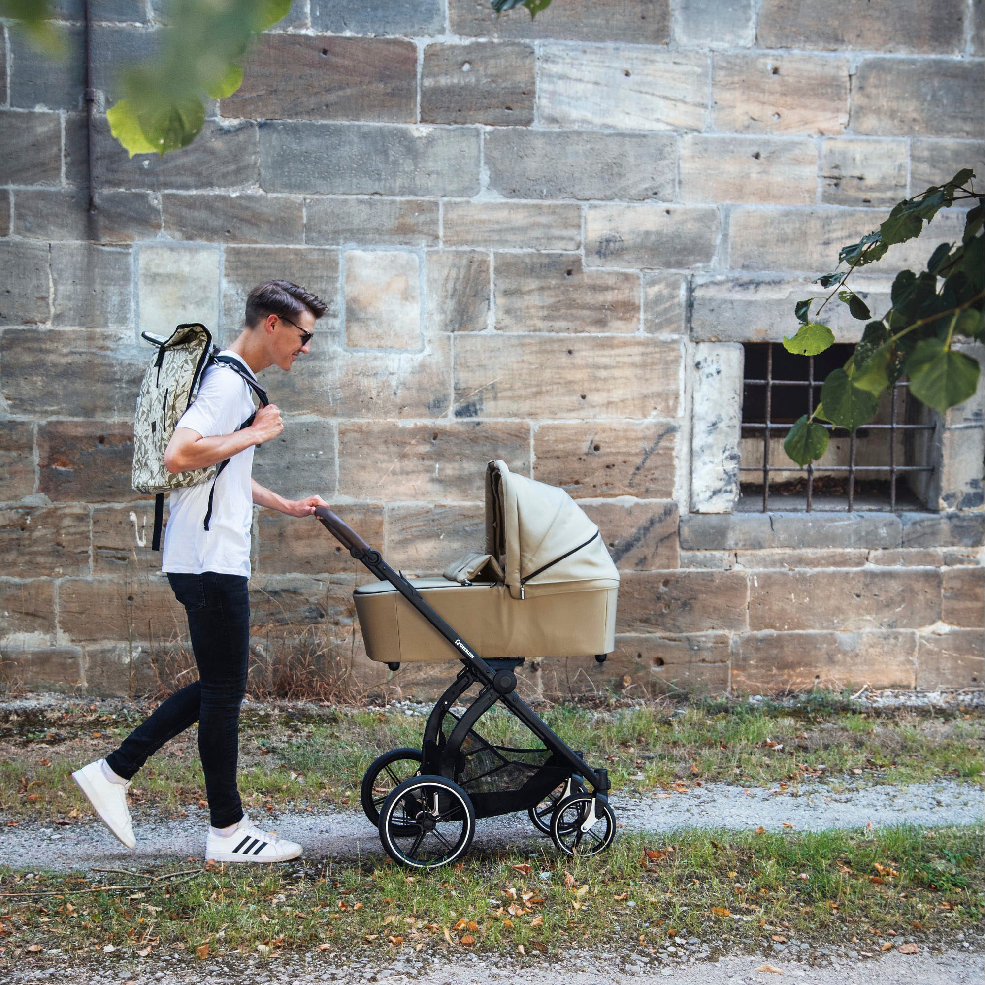 Gesslein Kombi-Kinderwagen »FX4 Soft+ mit Aufsatz Life, schwarz/tabak, farn«, mit Babywanne C3 und Babyschalenadapter