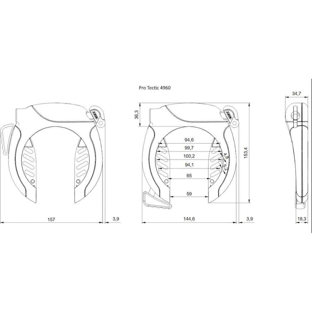 ABUS Rahmenschloss »4960 NR black + 6KS/85 & ST5850«, (Set, inkl. Kette und Transporttasche)