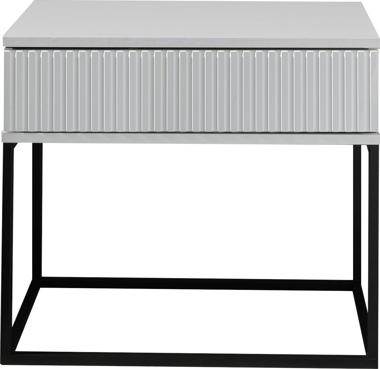 Schlafkontor Nachtkommode »Marle Nachtkonsole, Nachtkästchen auf Metall-Fußgestell« Schubkasten in Rillenoptik auf schwarzem Metallgestell