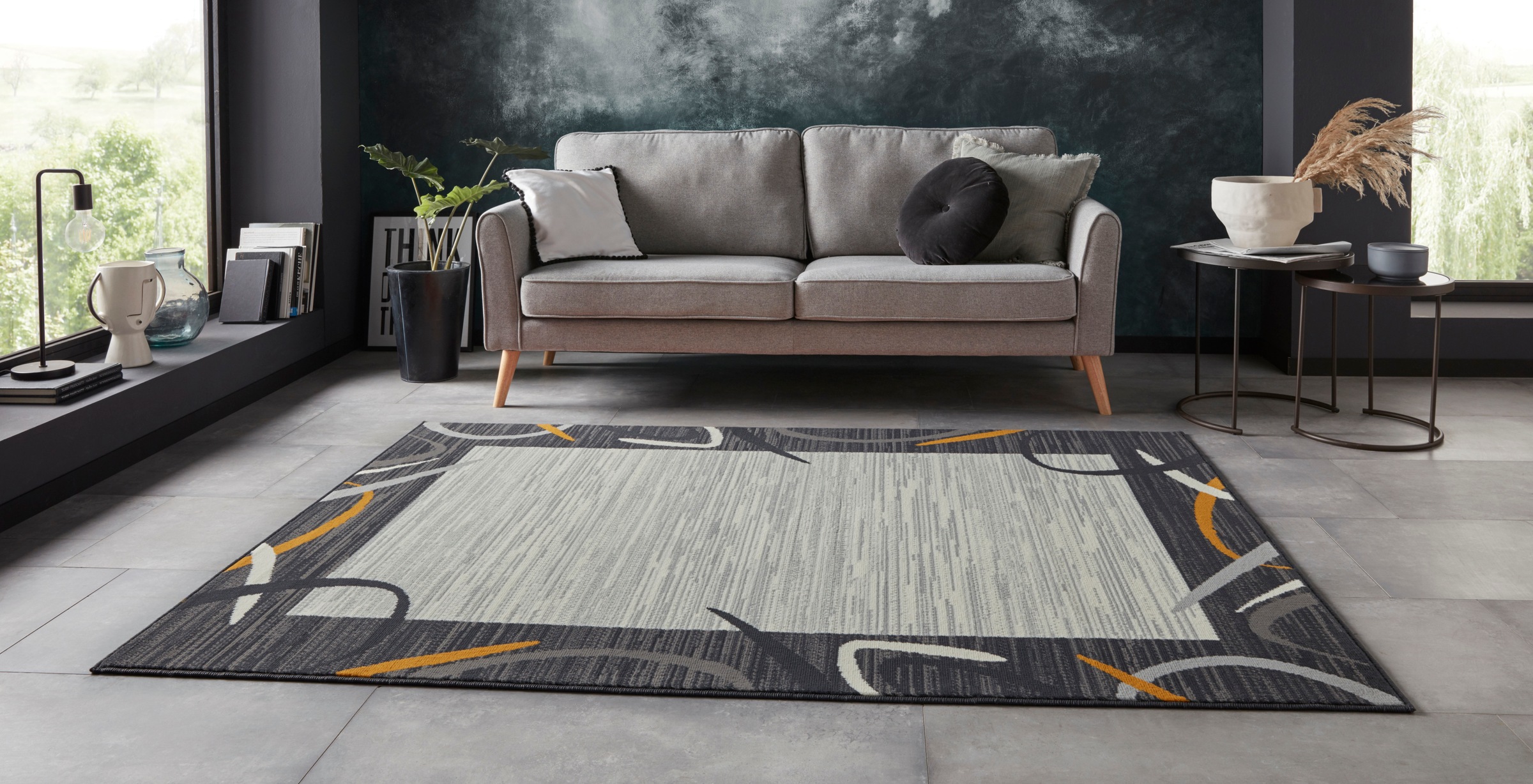 Home affaire Teppich »Edmund«, rechteckig, 8 mm Höhe, Kurzflor, Retro-Look, Gekettelt, Mit Bordüre, Robust, Pflegeleicht