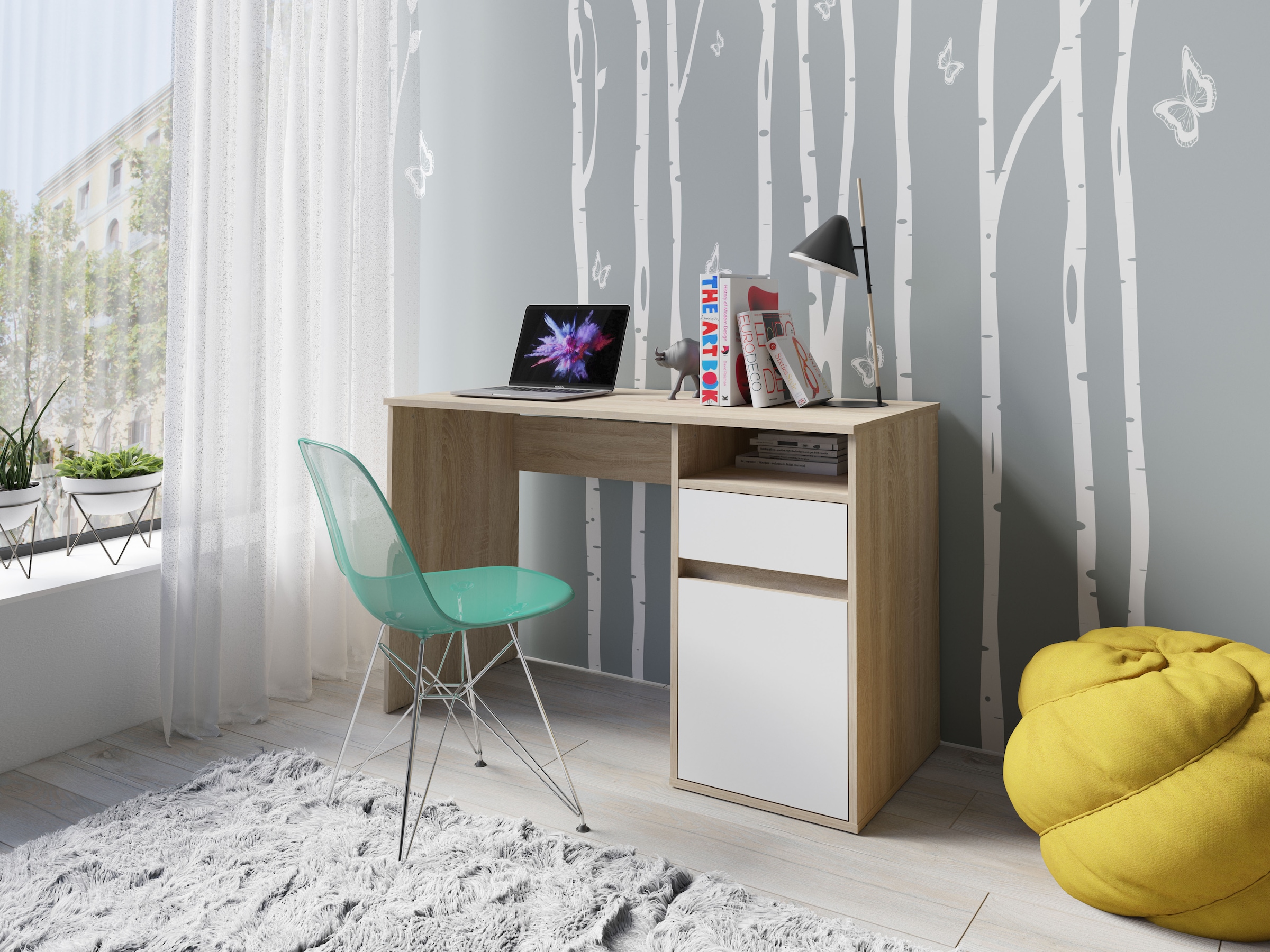 Home affaire Schreibtisch "Tinsley", mit Schublade, und Tür, Breite 120 x53 günstig online kaufen