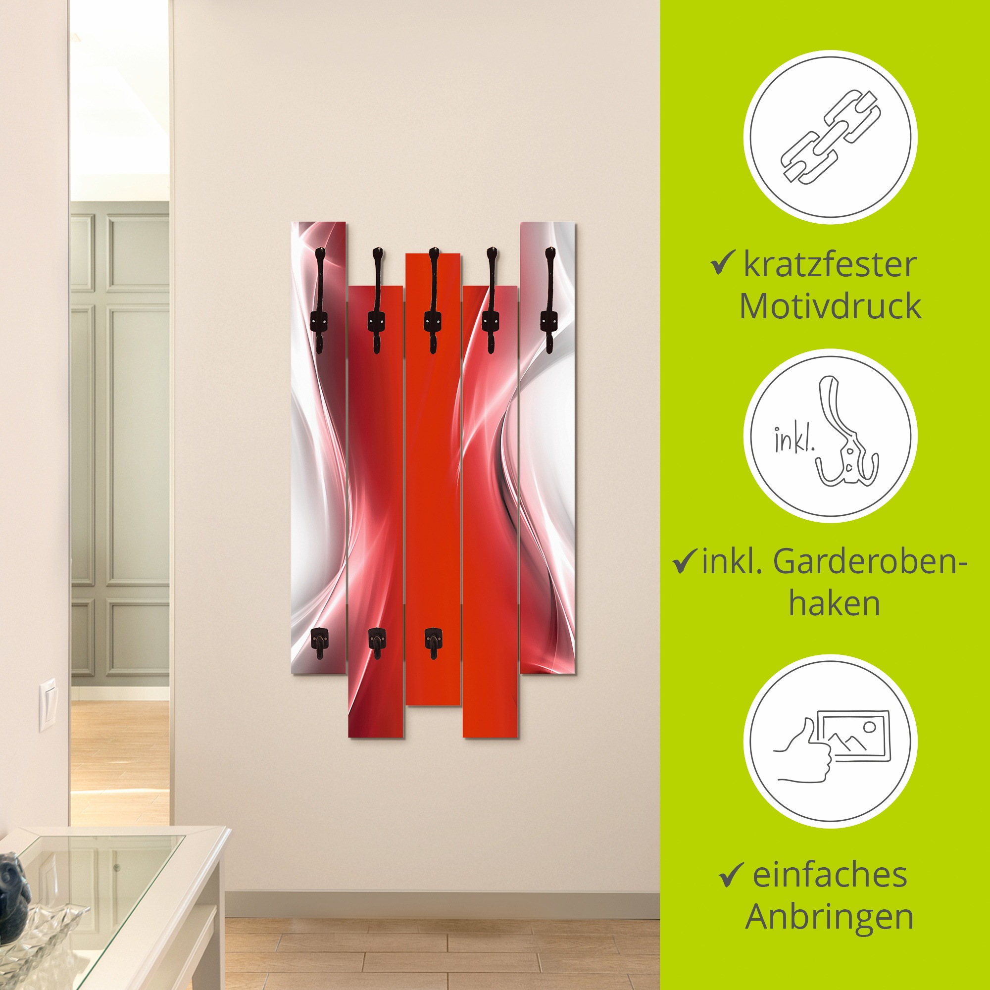 Artland Garderobenleiste »Kreatives Element Rot für Ihr Art-Design«, teilmontiert