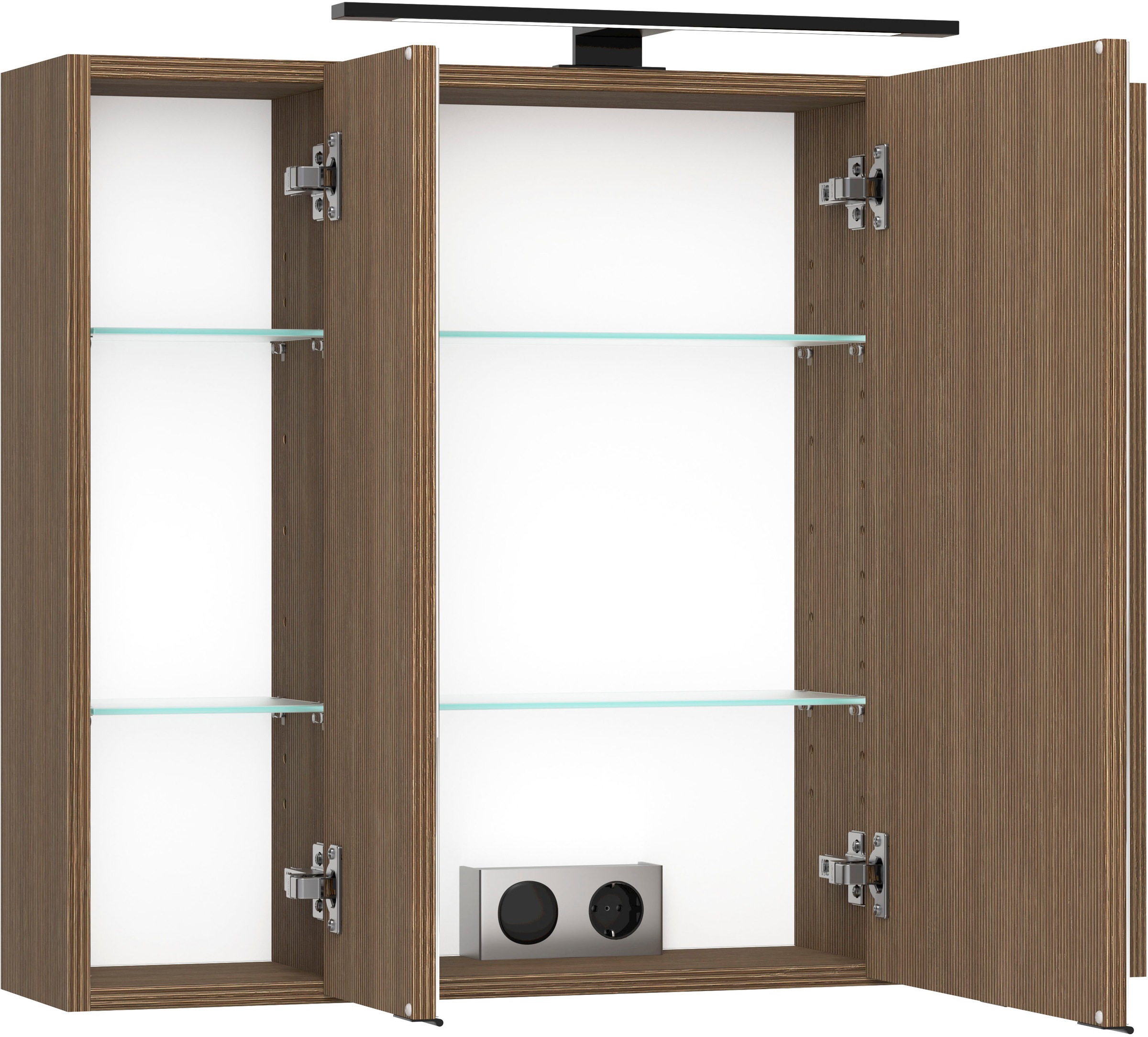 welltime Spiegelschrank, Welltime, Breite 80 cm, gedämpfte Scharniere, inkl. Steckdose