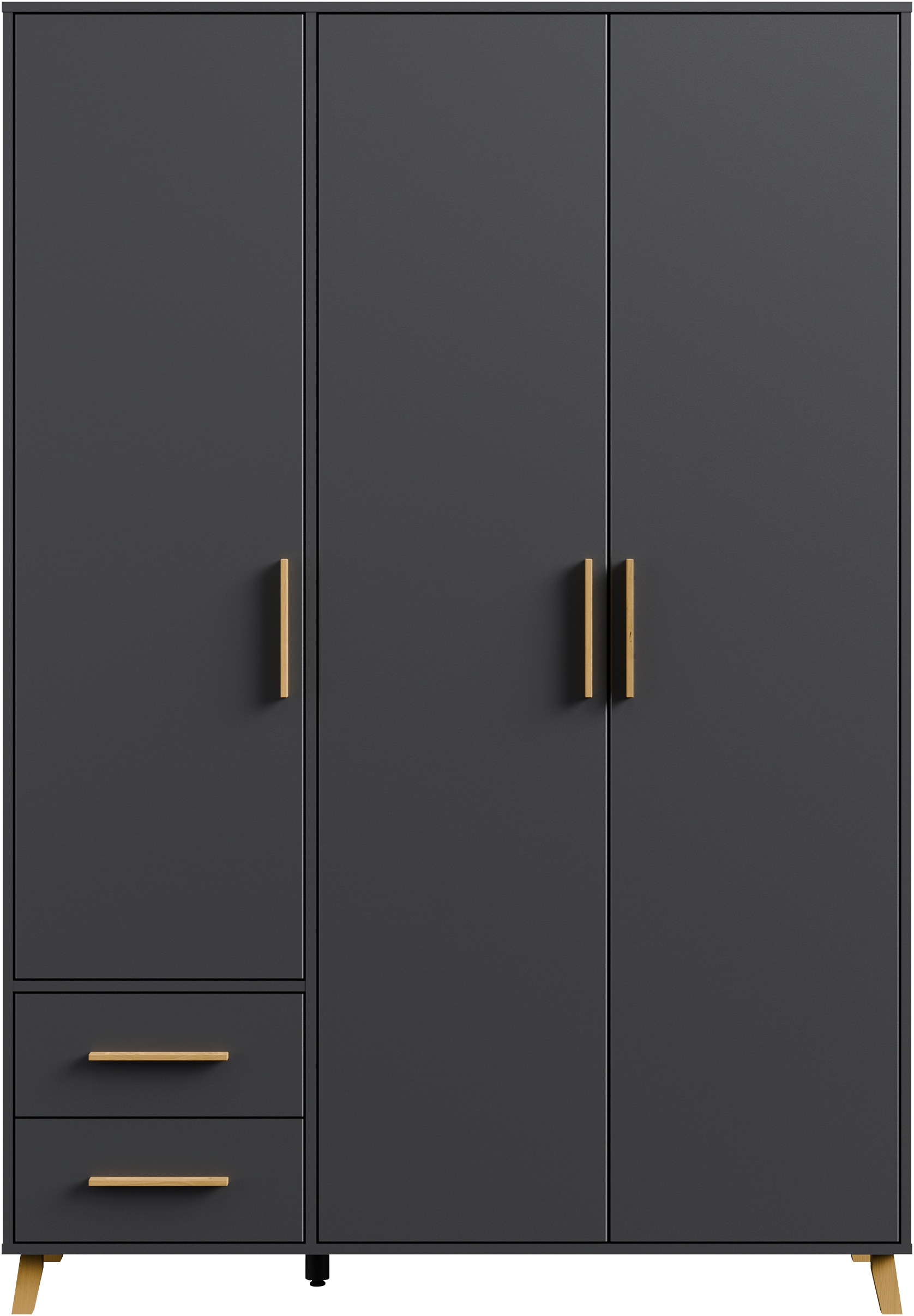 rauch Drehtürenschrank »Kleiderschrank Schrank Garderobe Wäscheschrank SHINJO«, (in 3 verschiedenen Ausstattungen BASIC/CLASSIC/PREMIUM), Griffe und Füße aus Massivholz mit 2 Schubladen MADE IN GERMANY