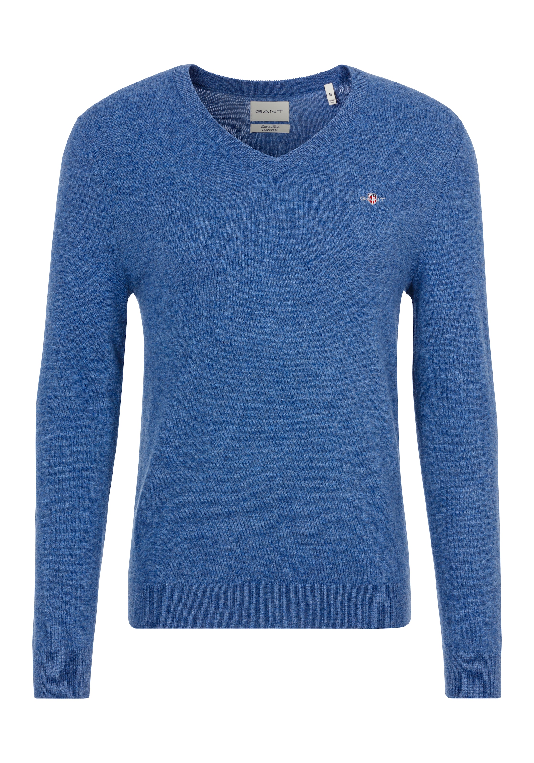 Gant V-Ausschnitt-Pullover "EXTRAFINE LAMBSWOOL V-NECK", mit Logostickerei