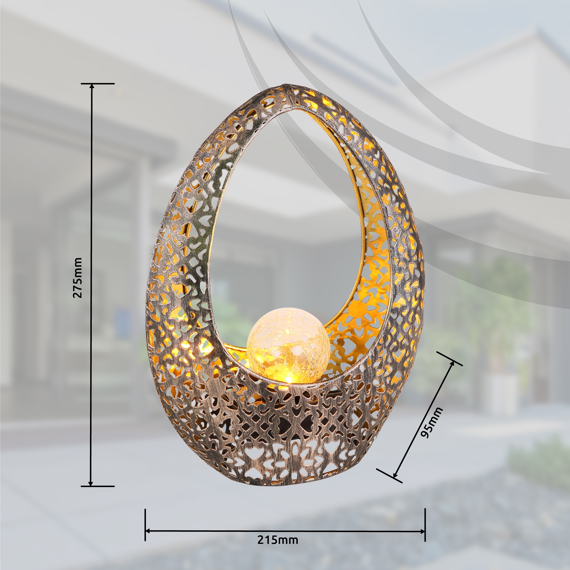 GLOBO LIGHTING LED Solarleuchte »SOLARLEUCHTE METALL BRONZEFARBEN, 1XLED« LED-Modul 1 Stk. Warmweiß