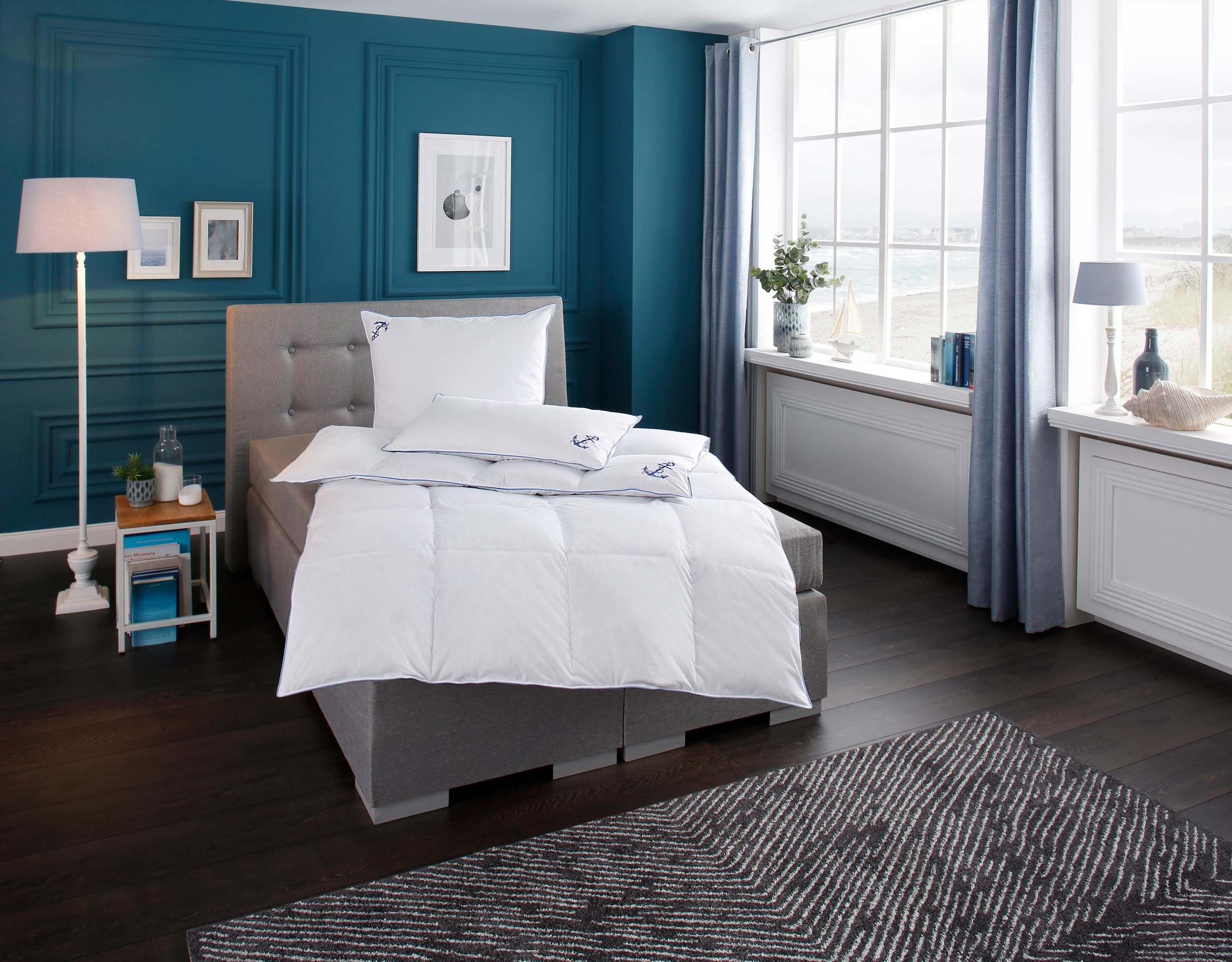 RIBECO Federbettdecke "Anker" extrawarm Füllung Federn & Daunen Bezug Baumw günstig online kaufen